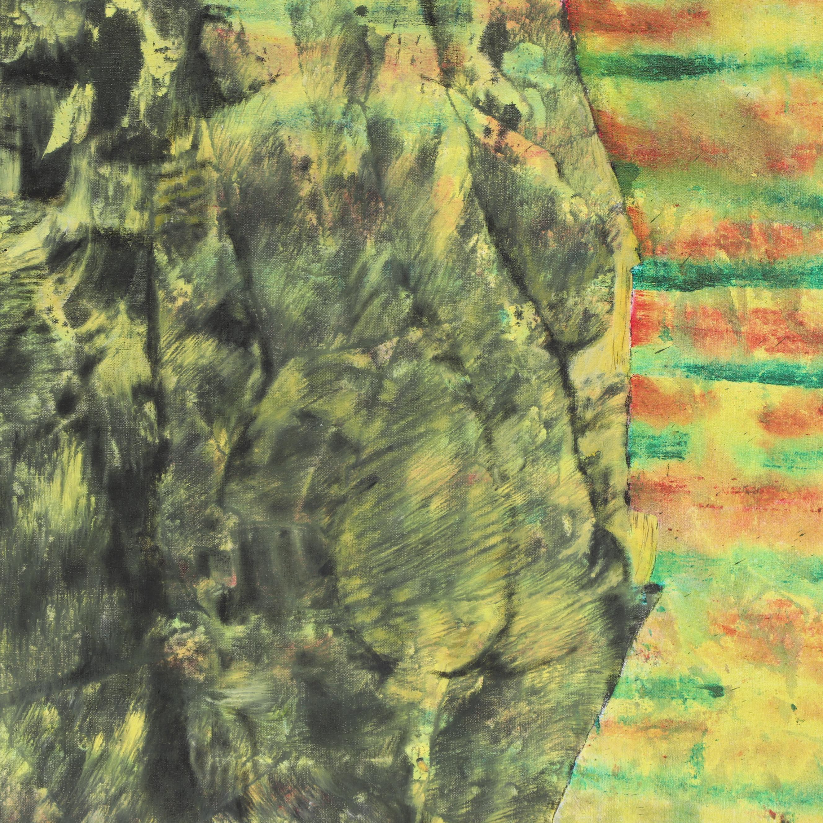 Don Stacy Acrylic Painting of Embracing Figures, 1980s