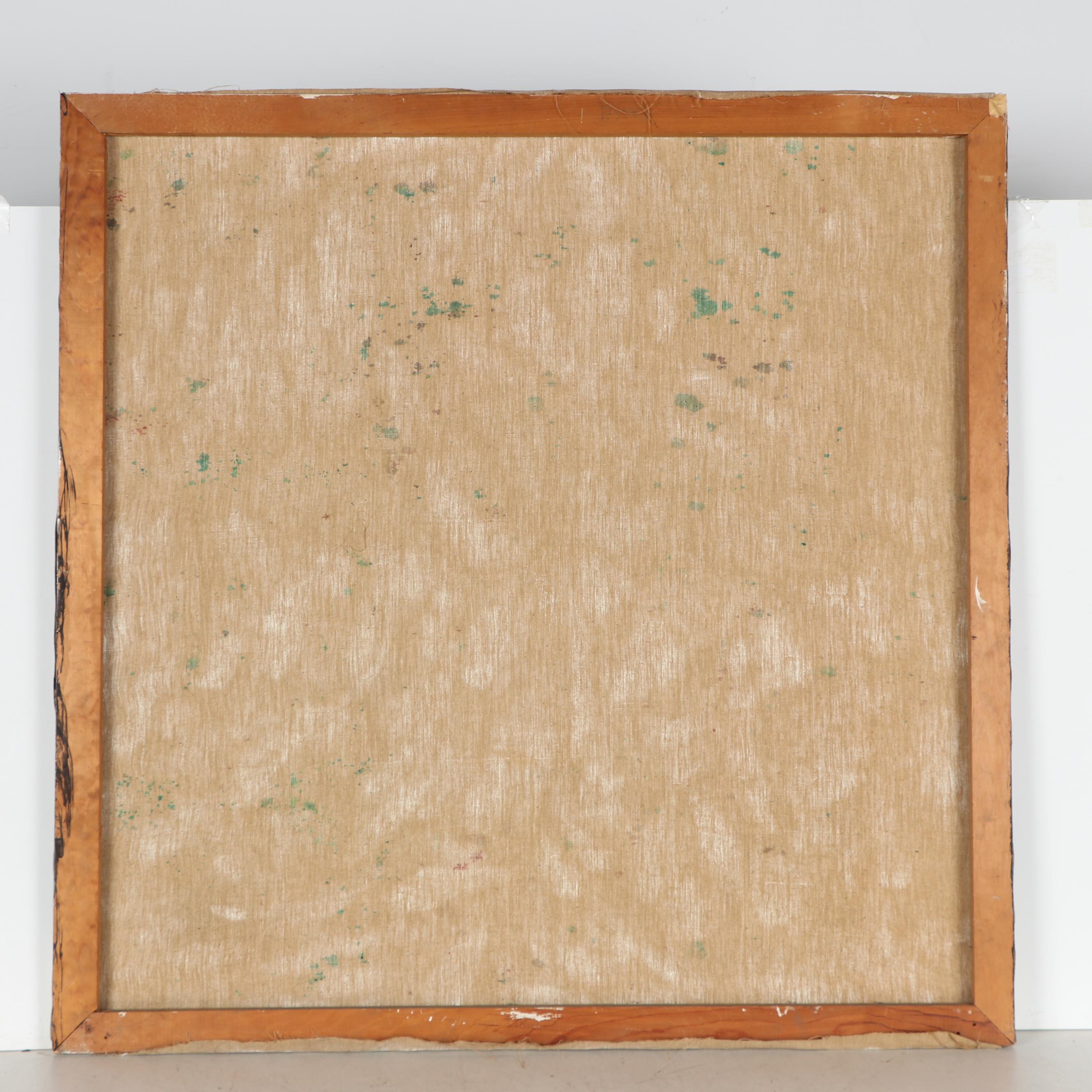 Don Stacy Acrylic Painting of Embracing Figures, 1980s