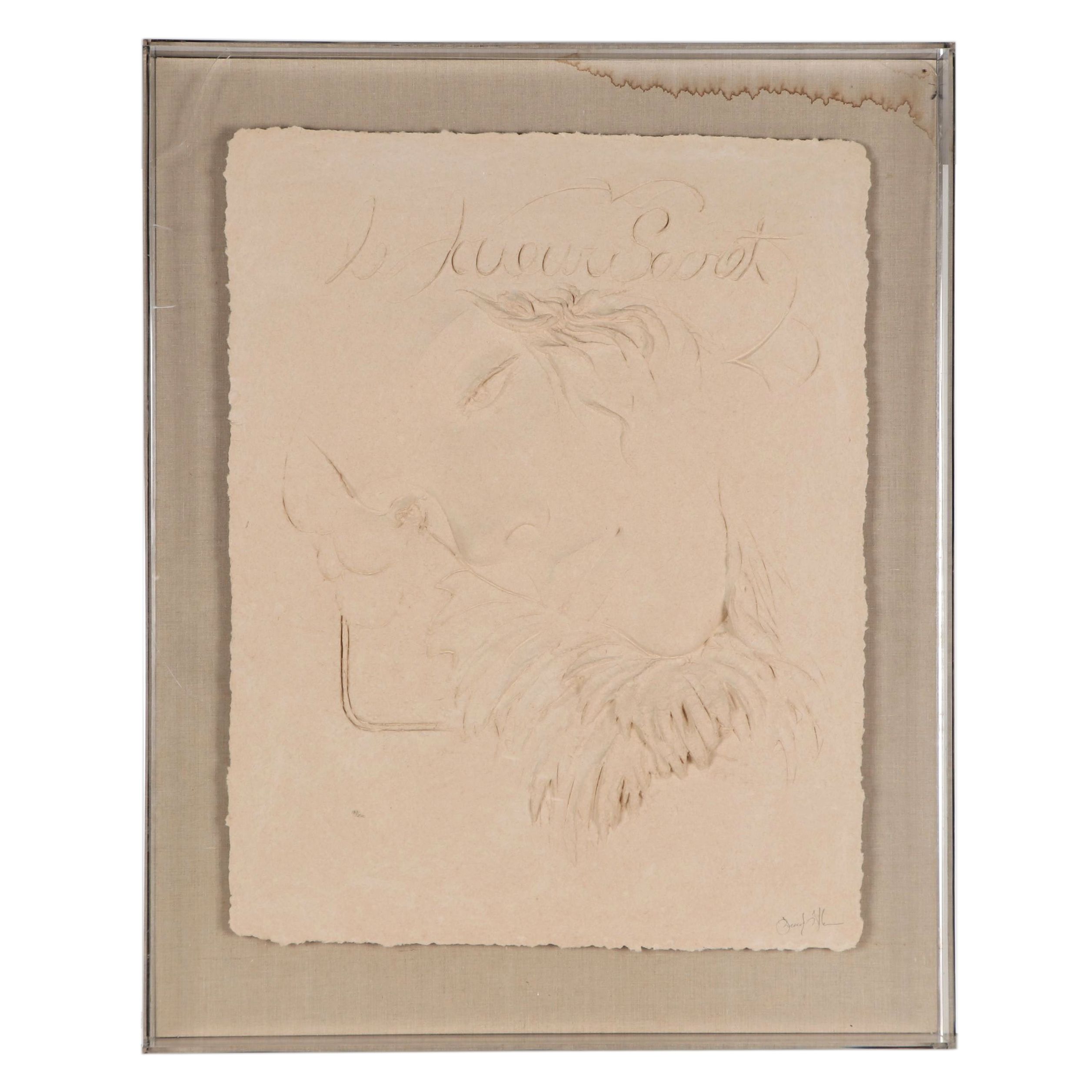 Frank Gallo Cast Paper Relief "Le Joueur Secret"