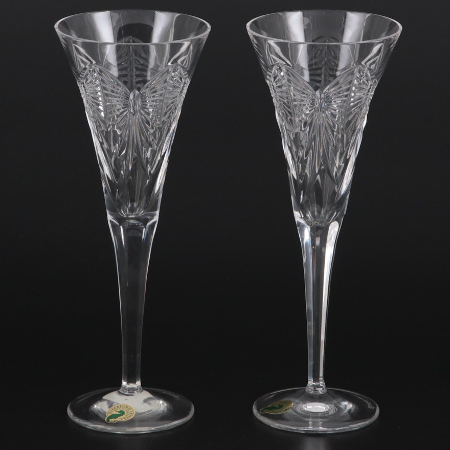 Waterford "Millennium Series" First Toast Happiness Crystal Champagne Flutes
