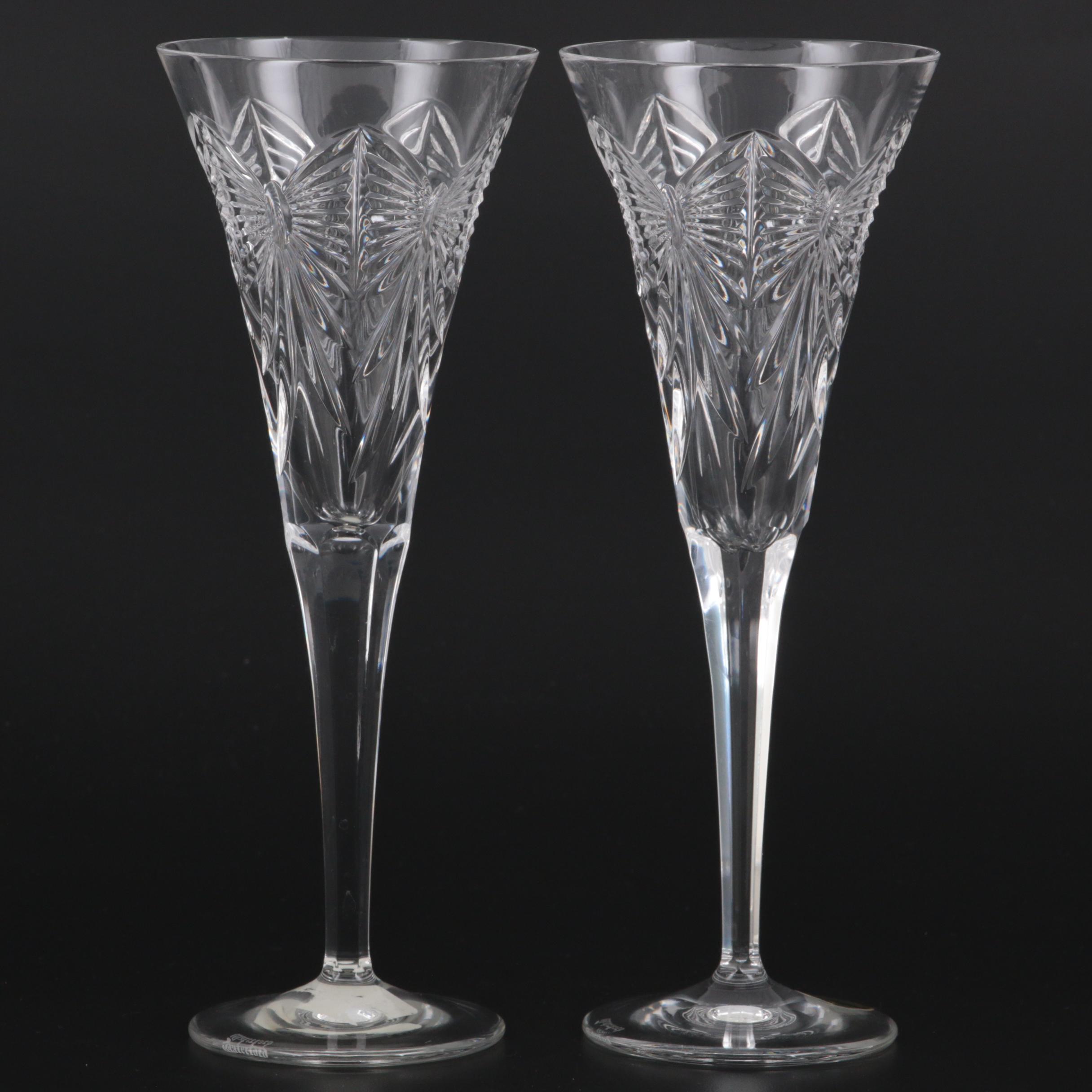Waterford "Millennium Series" First Toast Happiness Crystal Champagne Flutes
