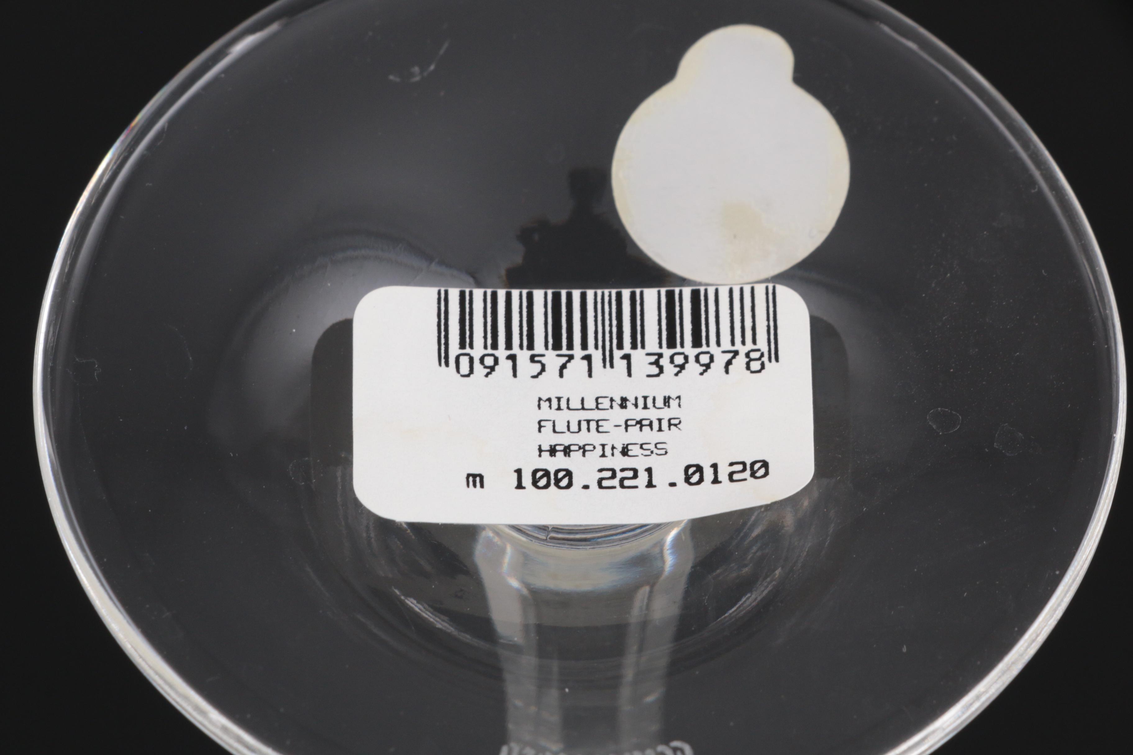 Waterford "Millennium Series" First Toast Happiness Crystal Champagne Flutes