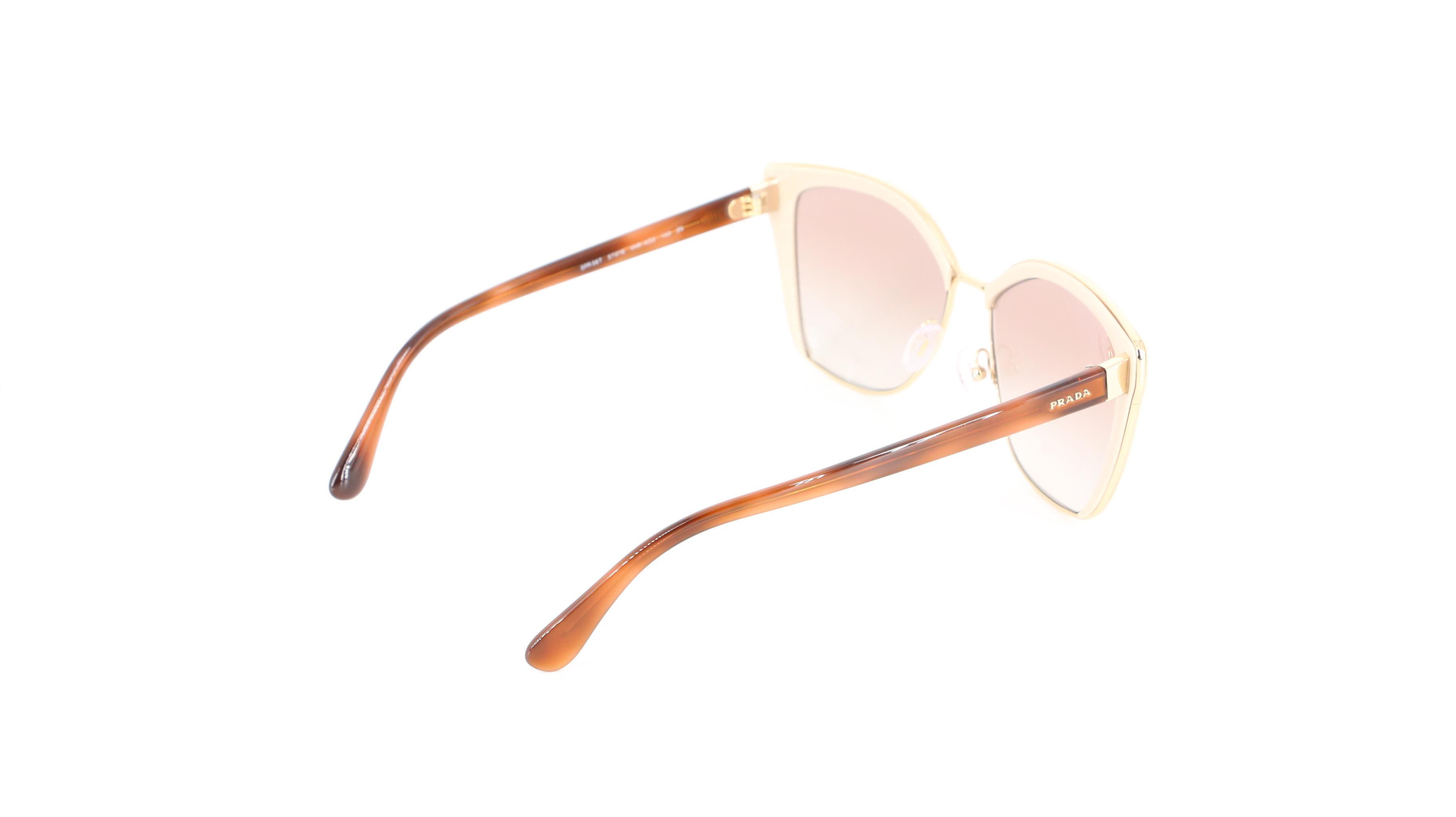 Prada SPR56T Horn-Rimmed Sunglasses in Beige with Case