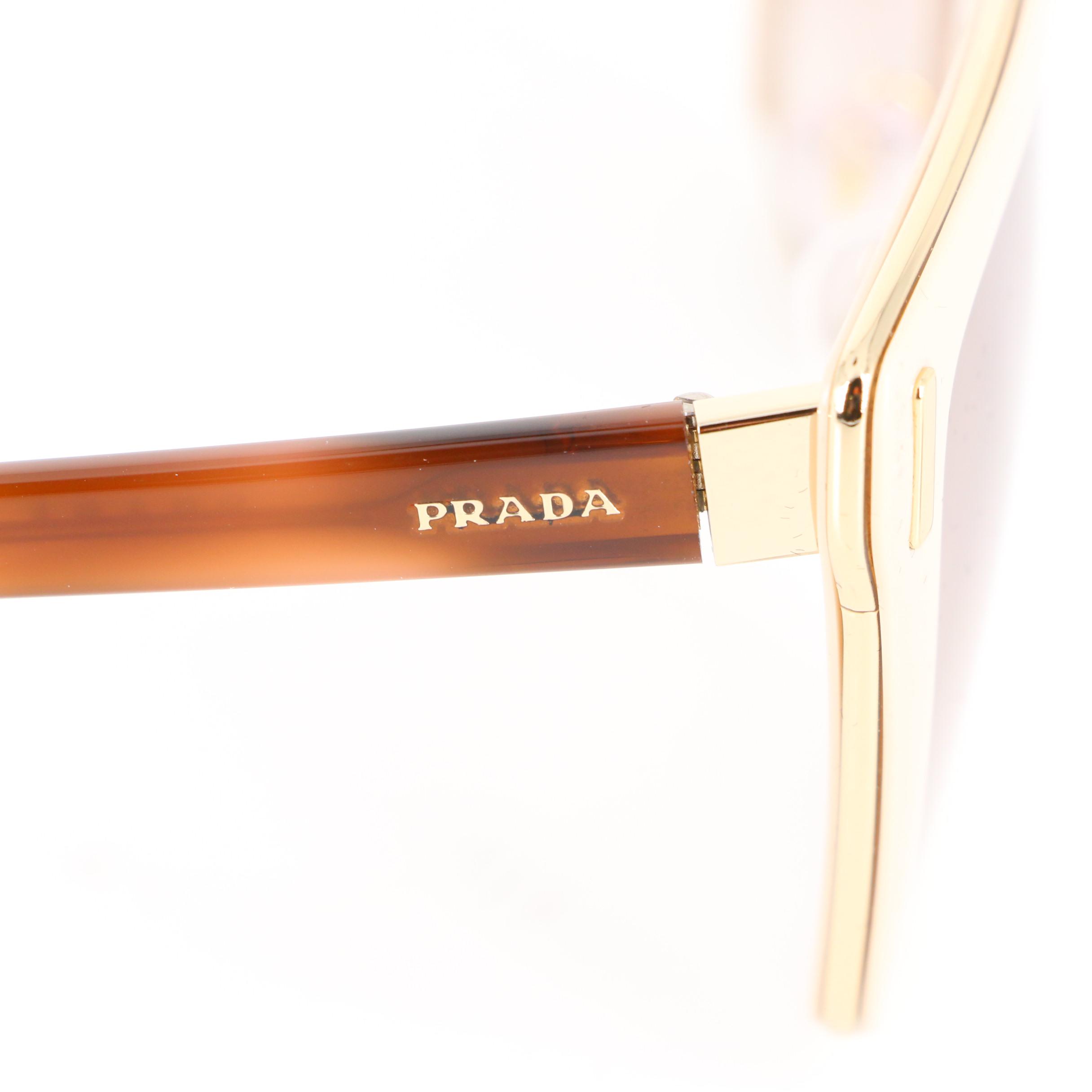 Prada SPR56T Horn-Rimmed Sunglasses in Beige with Case