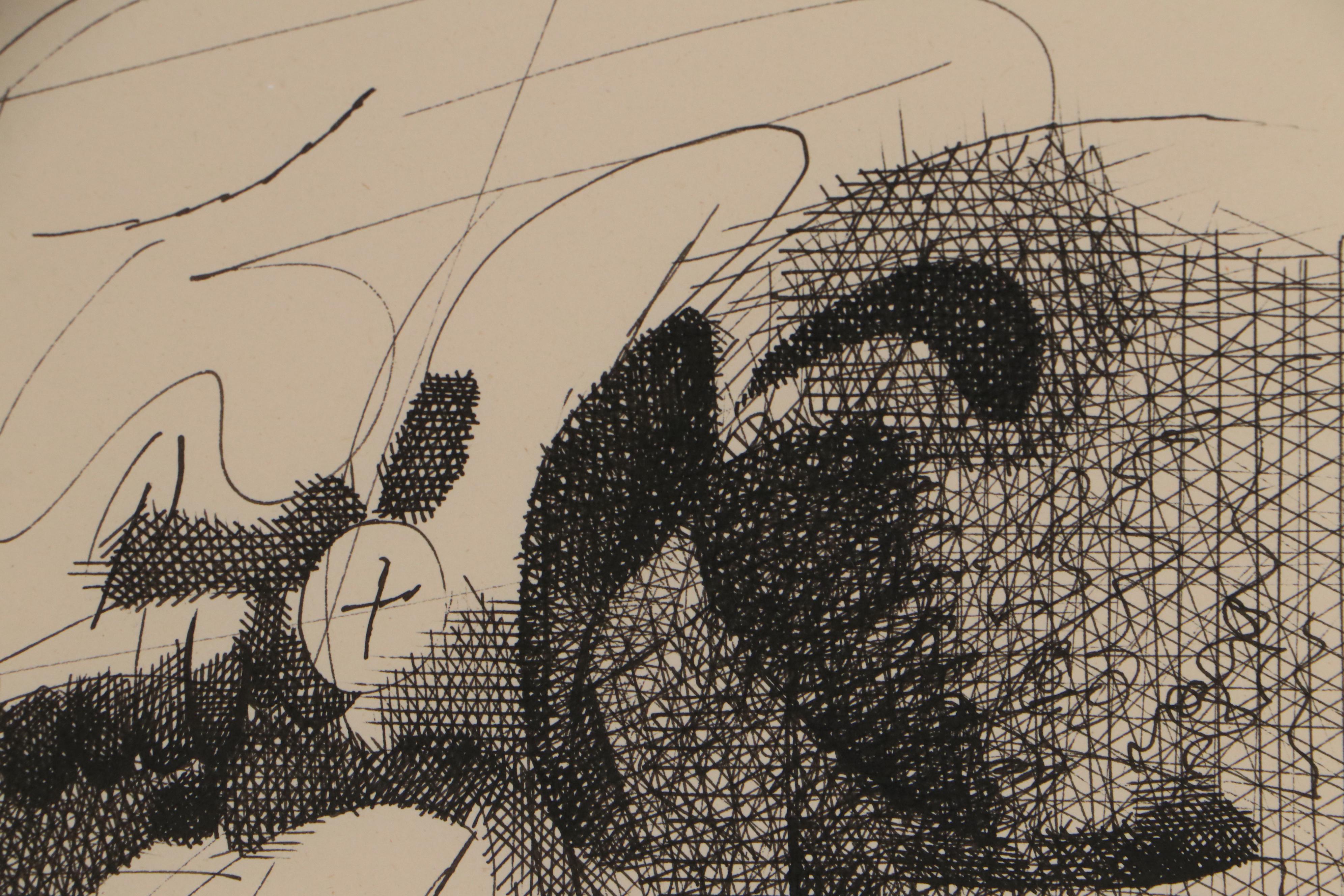 Walter Stomps Abstract Ink Drawing, 1960
