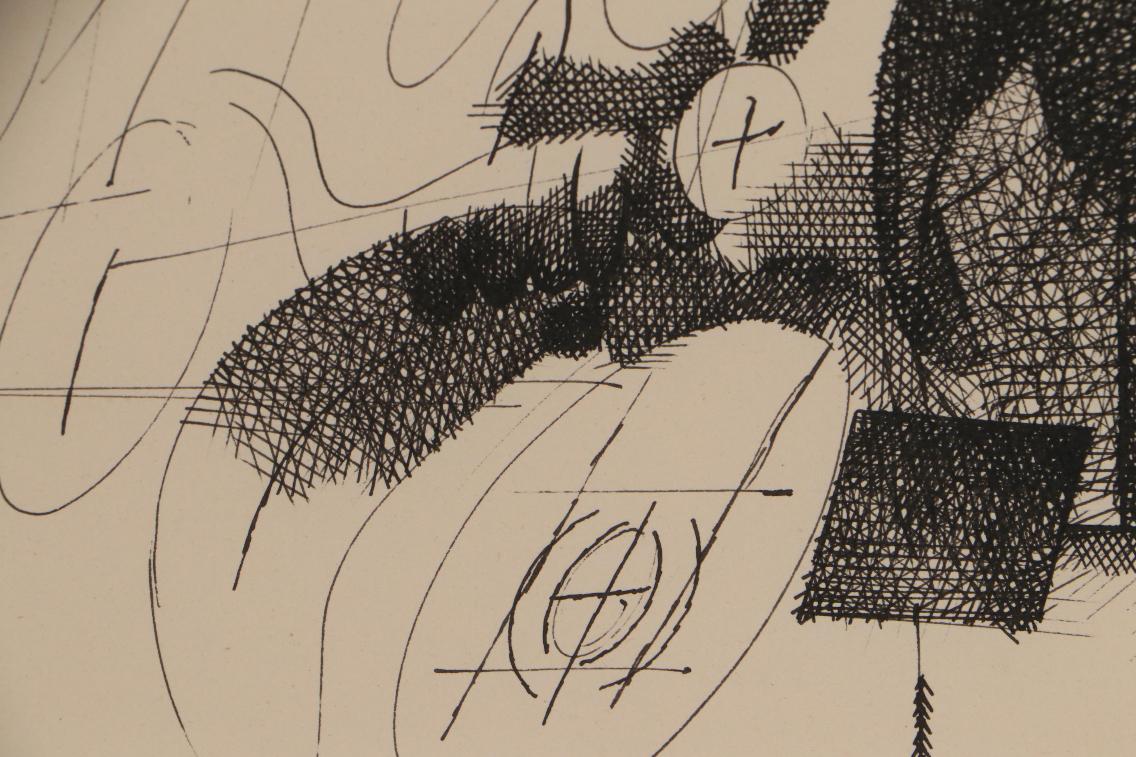 Walter Stomps Abstract Ink Drawing, 1960