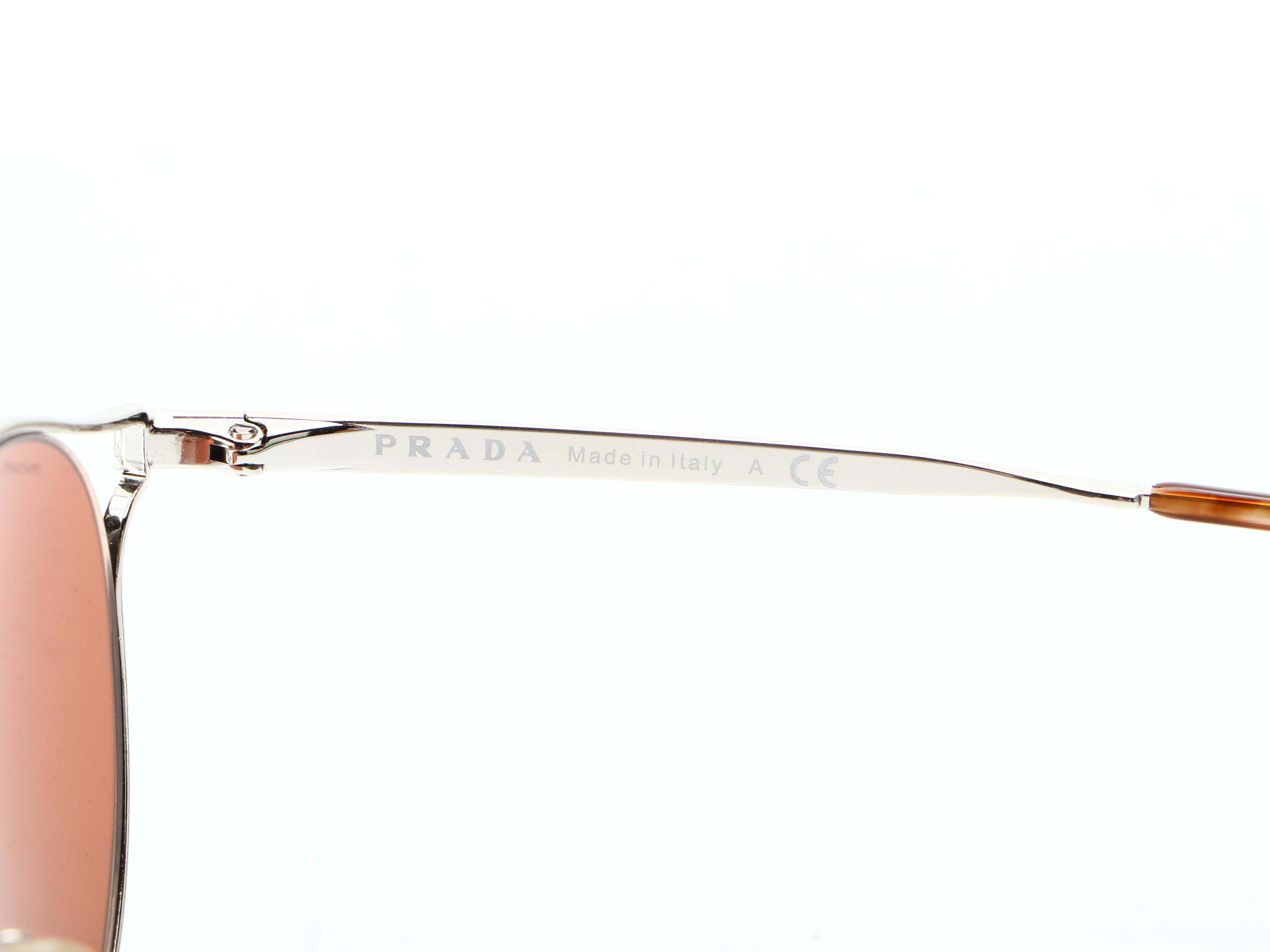 Prada SPR62S Silver Tone Sunglasses with Case and Box