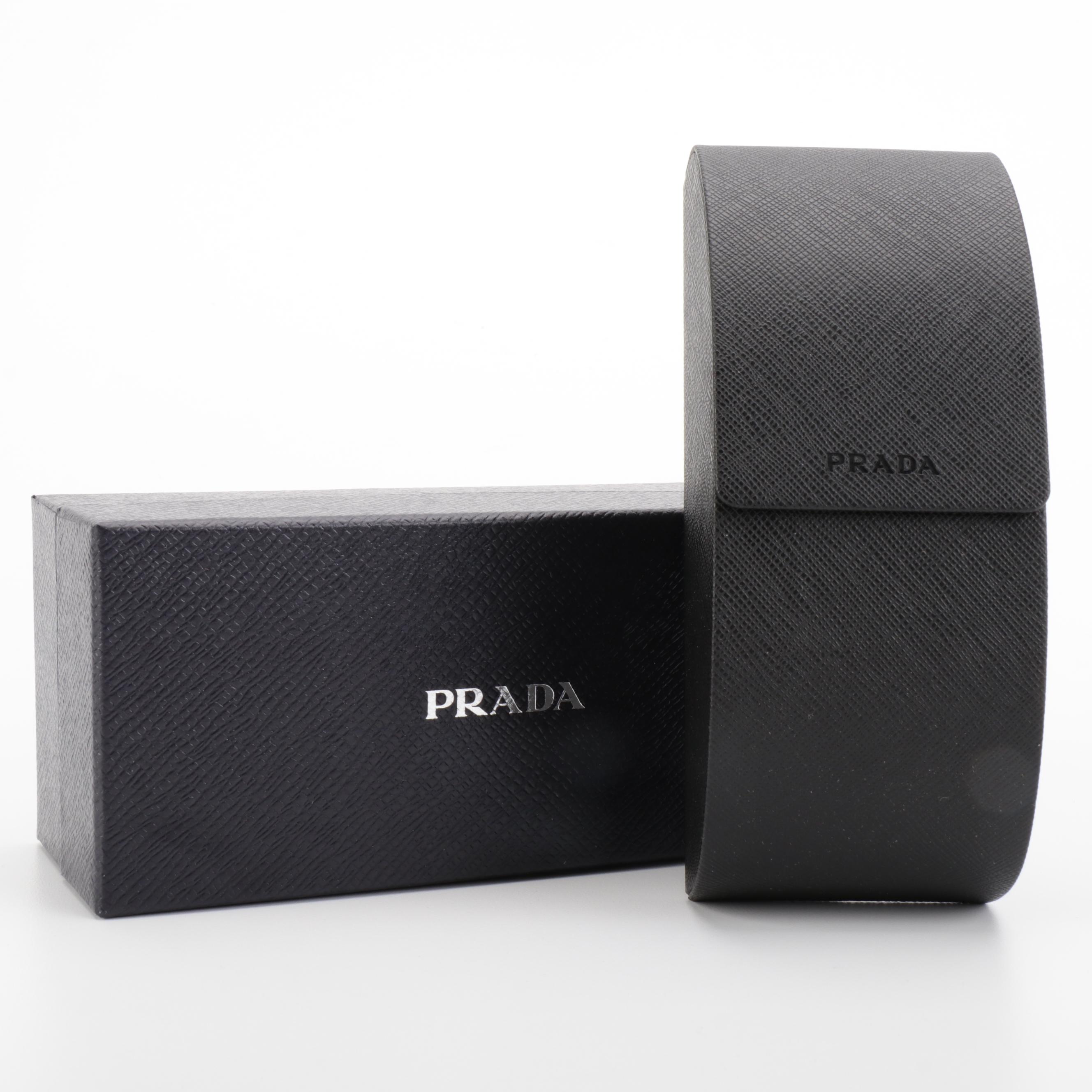 Prada SPR 17X Horn-Rimmed Sunglasses in Black and White with Case and Box