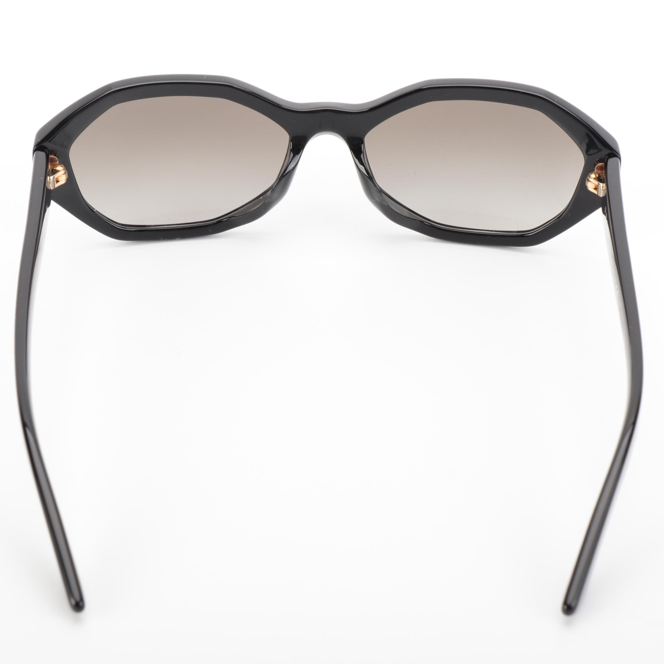 Prada SPR 20V-F Geometric Oval Sunglasses in Black Acetate