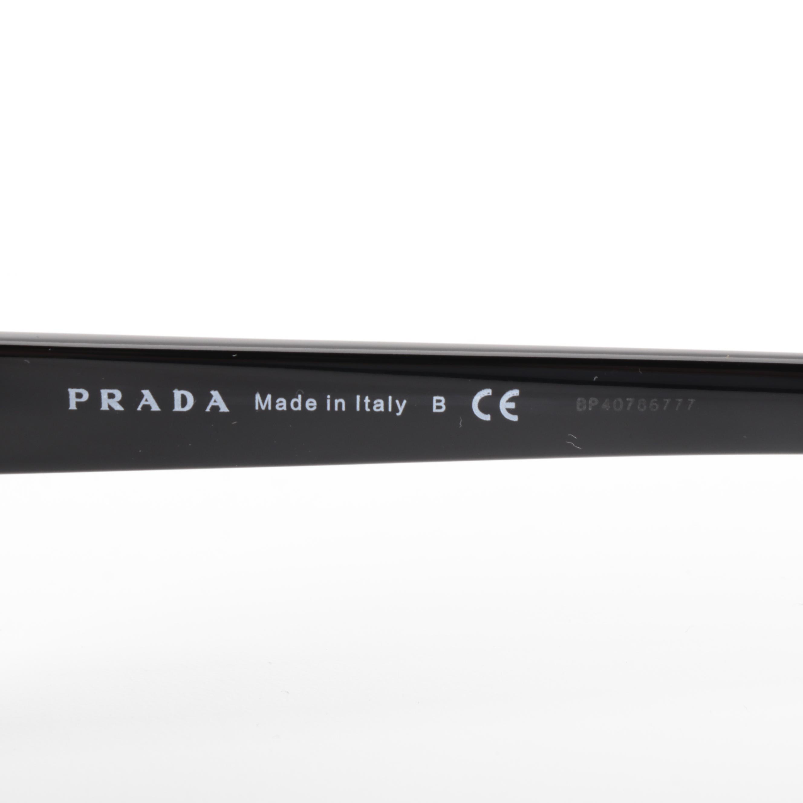 Prada SPR 20V-F Geometric Oval Sunglasses in Black Acetate