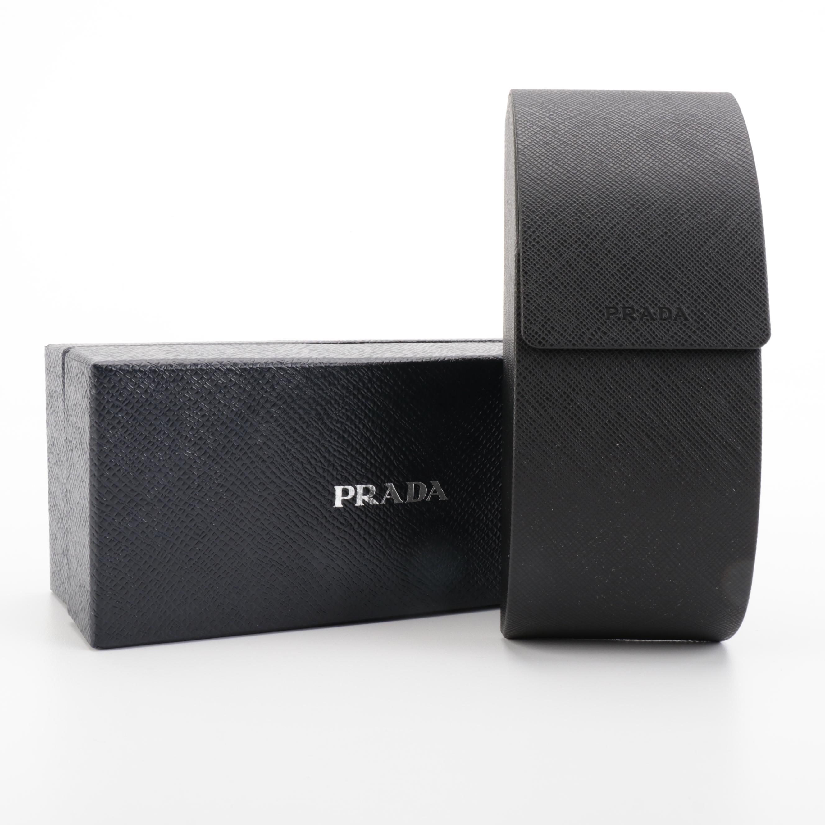 Prada SPR 20V-F Geometric Oval Sunglasses in Black Acetate