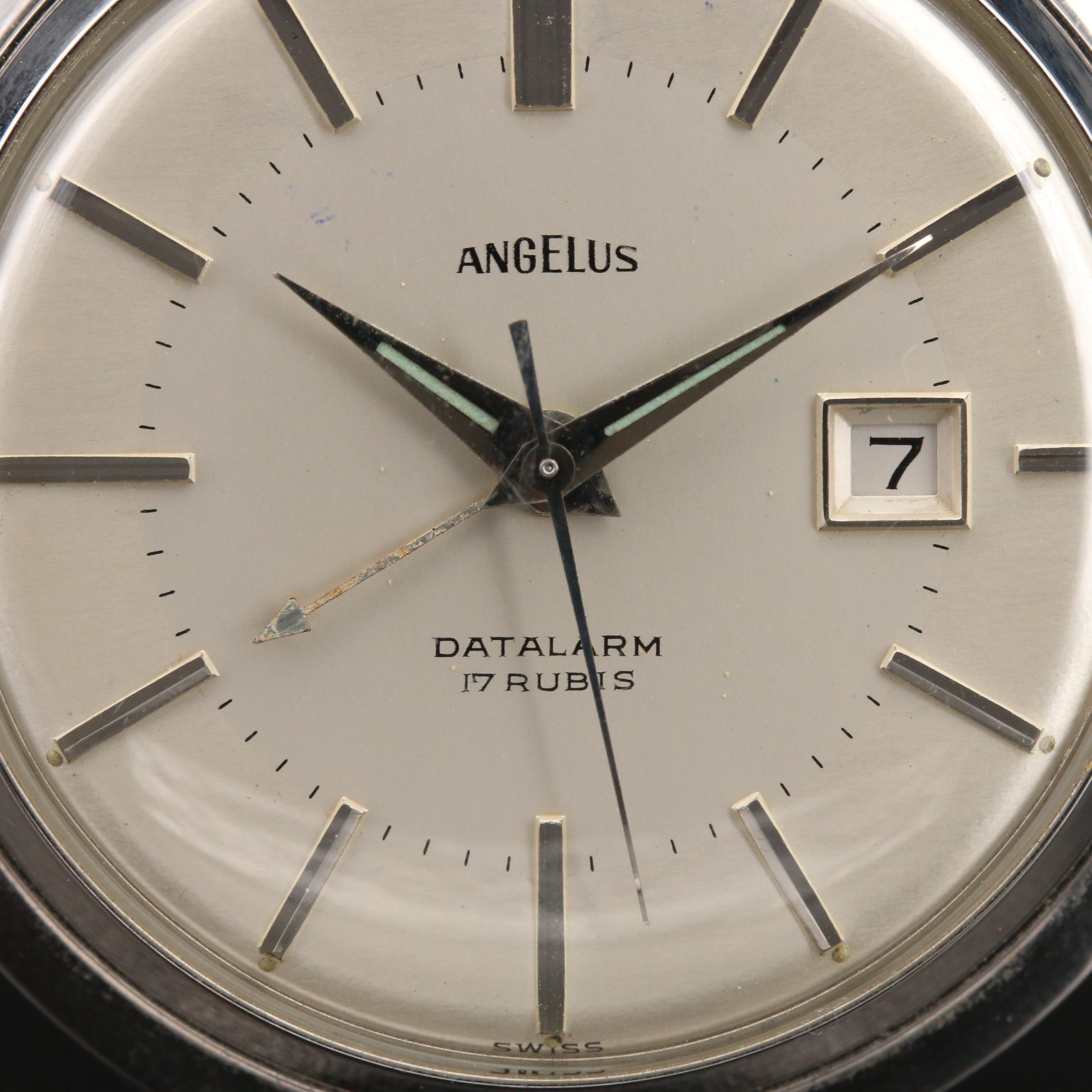 Swiss Angelus Datalarm Stainless Steel Pocket Watch