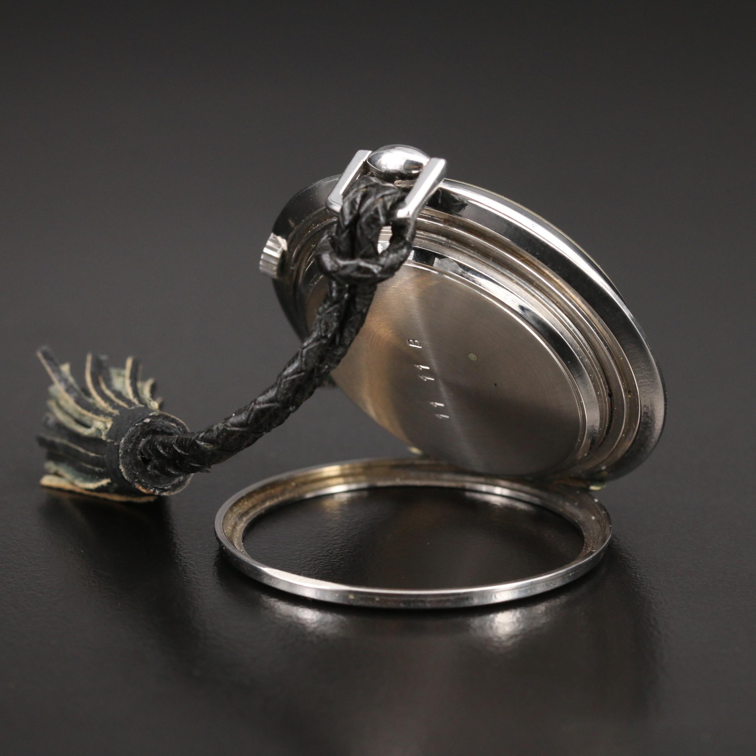 Swiss Angelus Datalarm Stainless Steel Pocket Watch