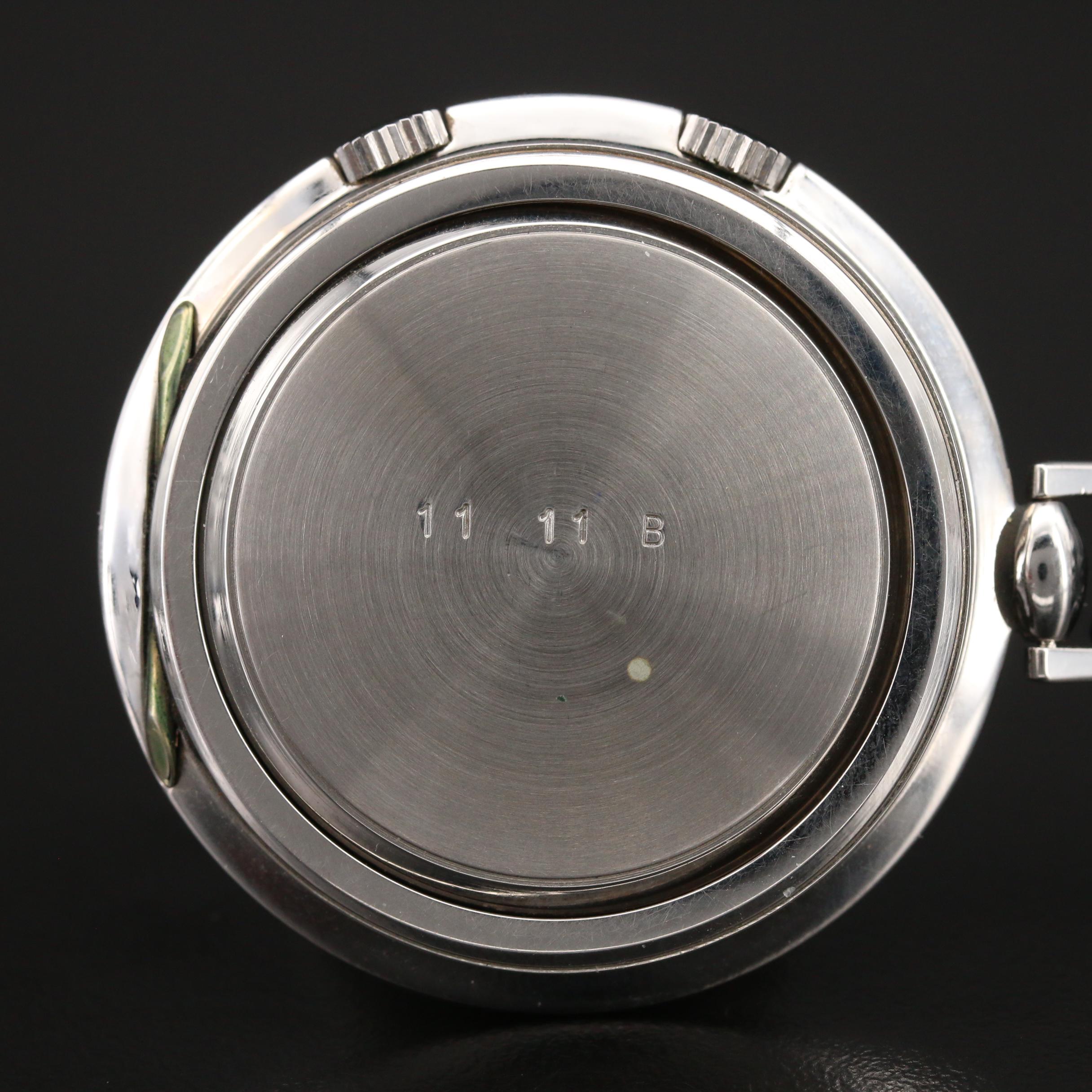 Swiss Angelus Datalarm Stainless Steel Pocket Watch