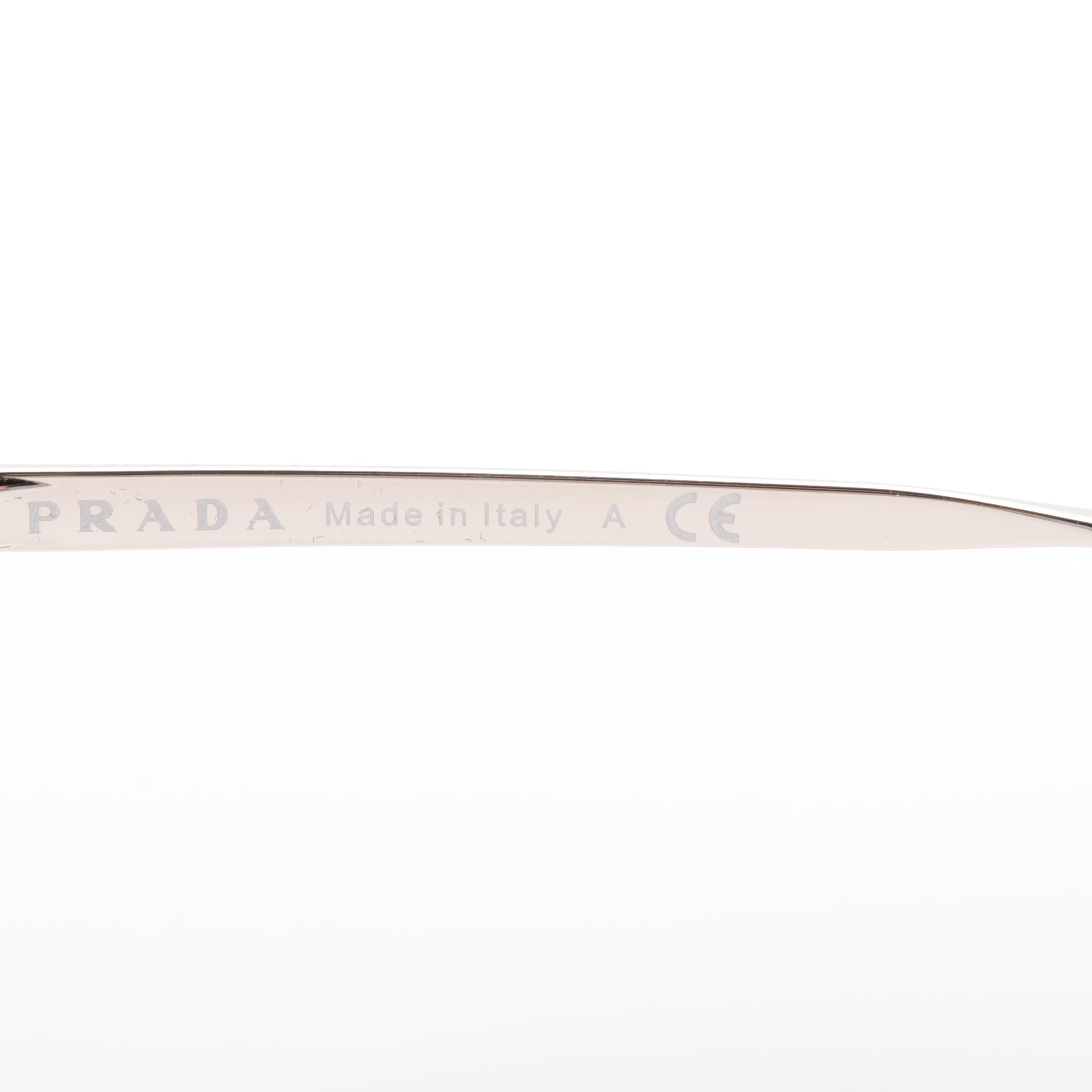 Prada SPR62S Silver Tone Sunglasses with Case and Box