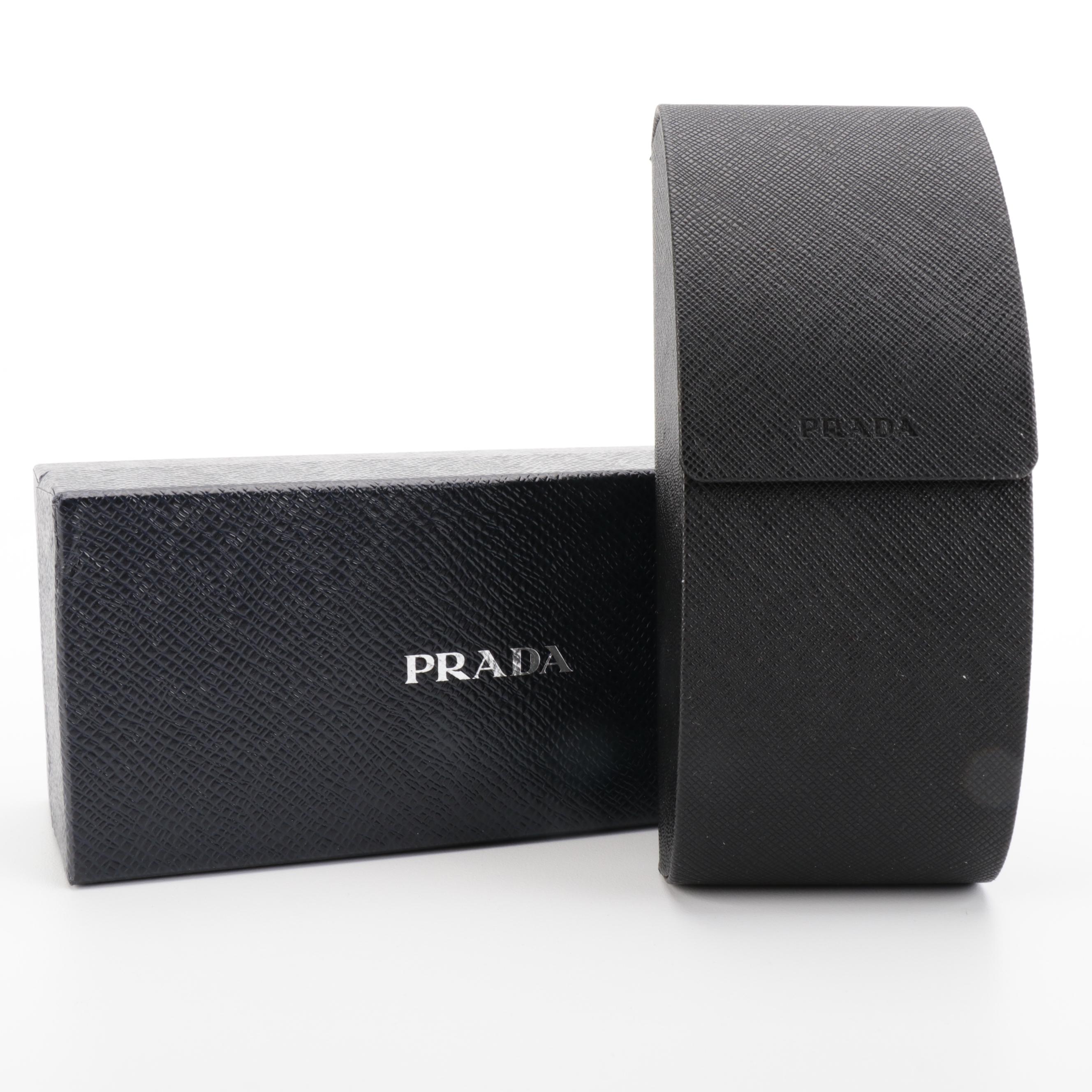 Prada SPR62S Silver Tone Sunglasses with Case and Box