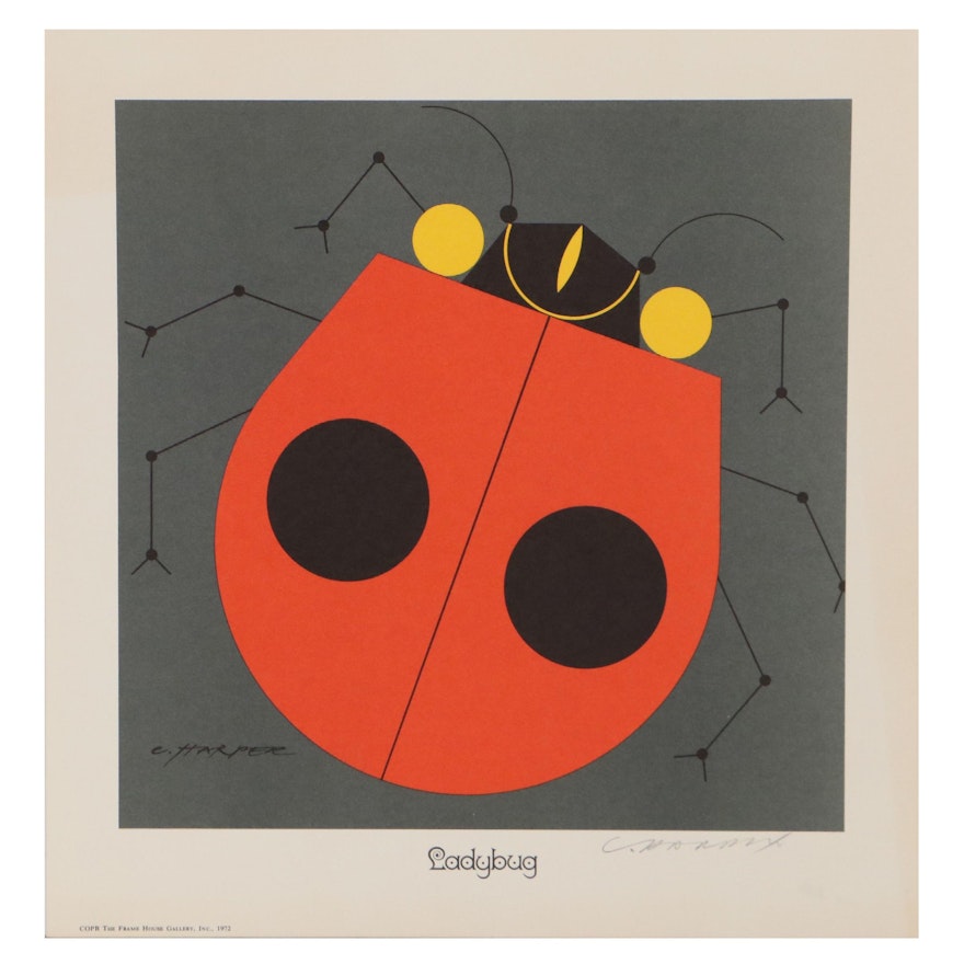 Charley Harper Lithograph "Ladybug," 1972