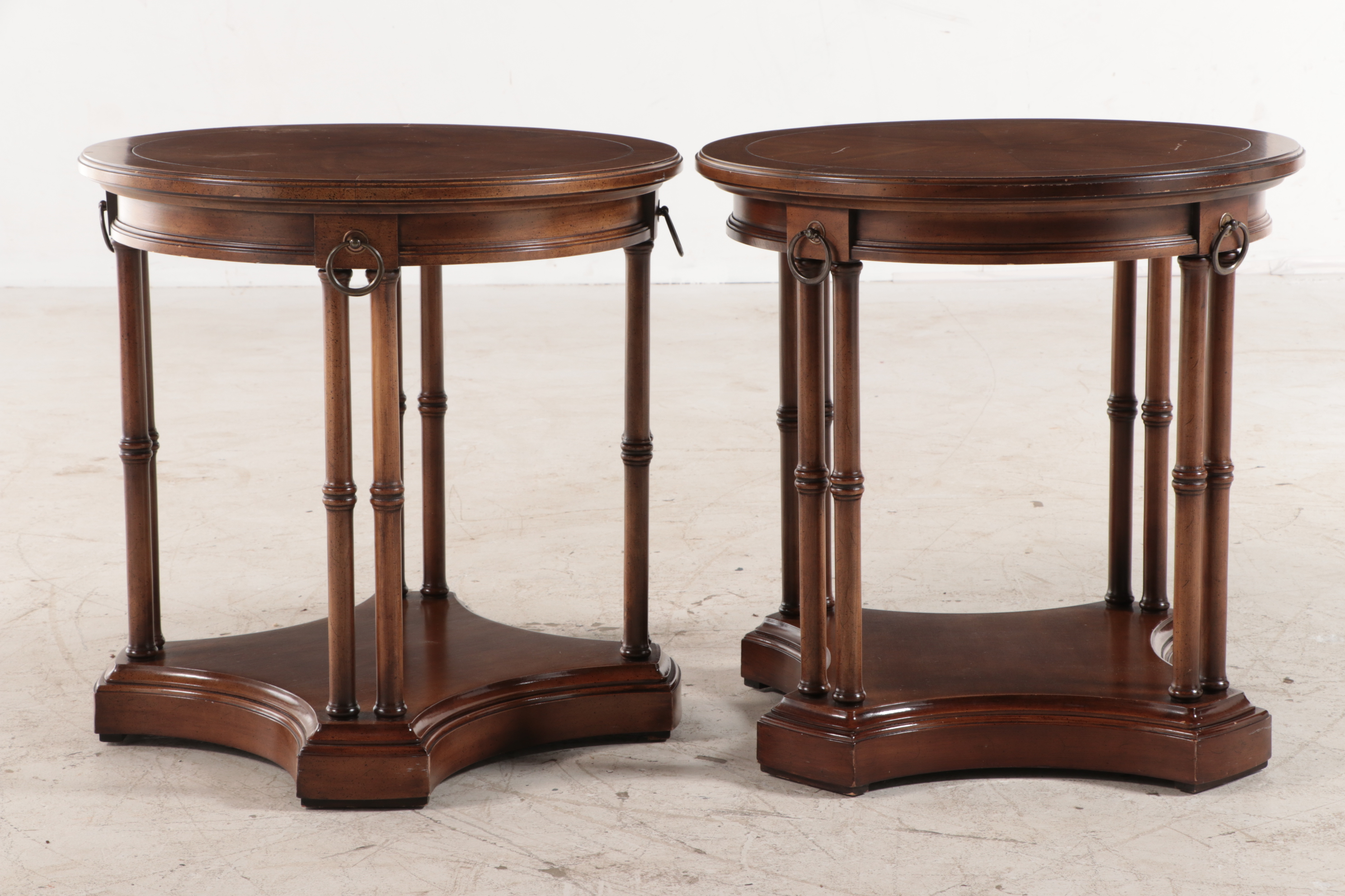 Pair of Brandt Regency Style Cherrywood Side Tables, Mid to Late 20th Century