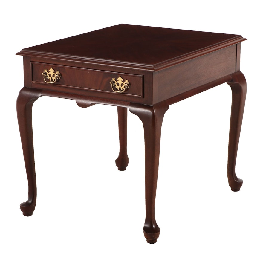 Drexel Queen Anne Style Mahogany Side Table, Late 20th Century