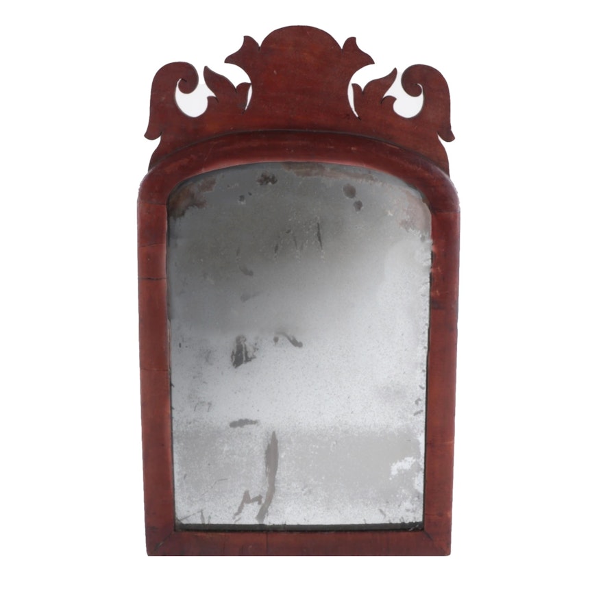 American Queen Anne Style Mahogany Wall Mirror, 19th Century