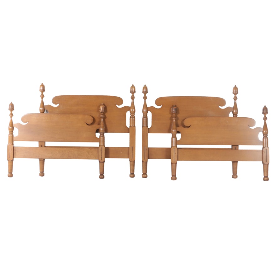 Pair of Federal Style Acorn Finial Twin Size Headboards with Footboard