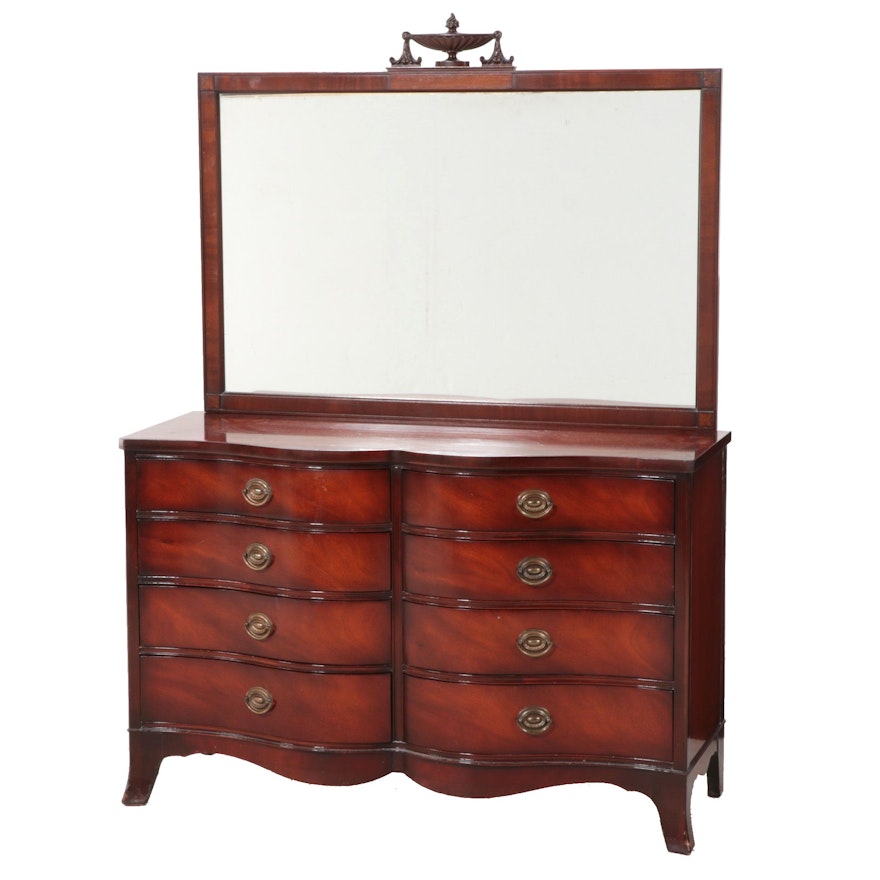 Drexel "Travis Court" Federal Style Mahogany Eight-Drawer Serpentine Dresser