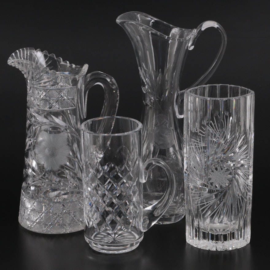 Waterford Crystal "Powerscourt" Beer Stein and Other Cut Glass Tableware