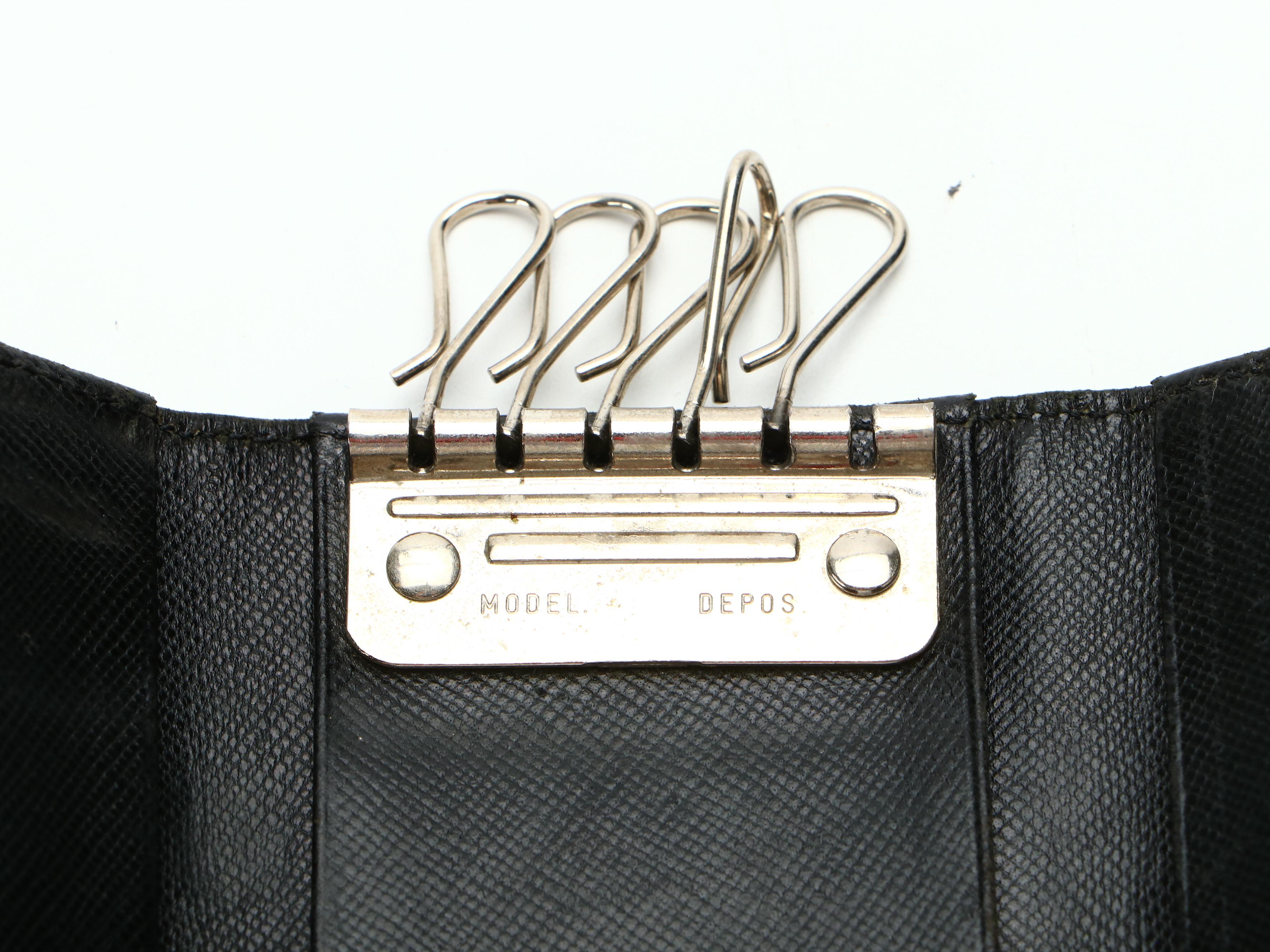 Prada M222 Six-Key Holder in Black Tessuto Nylon and Saffiano Leather with Box