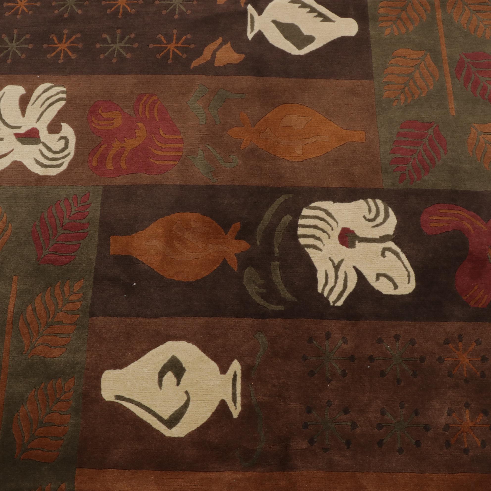 6'3 x 9'3 Hand-Knotted Indian Modern Style Area Rug