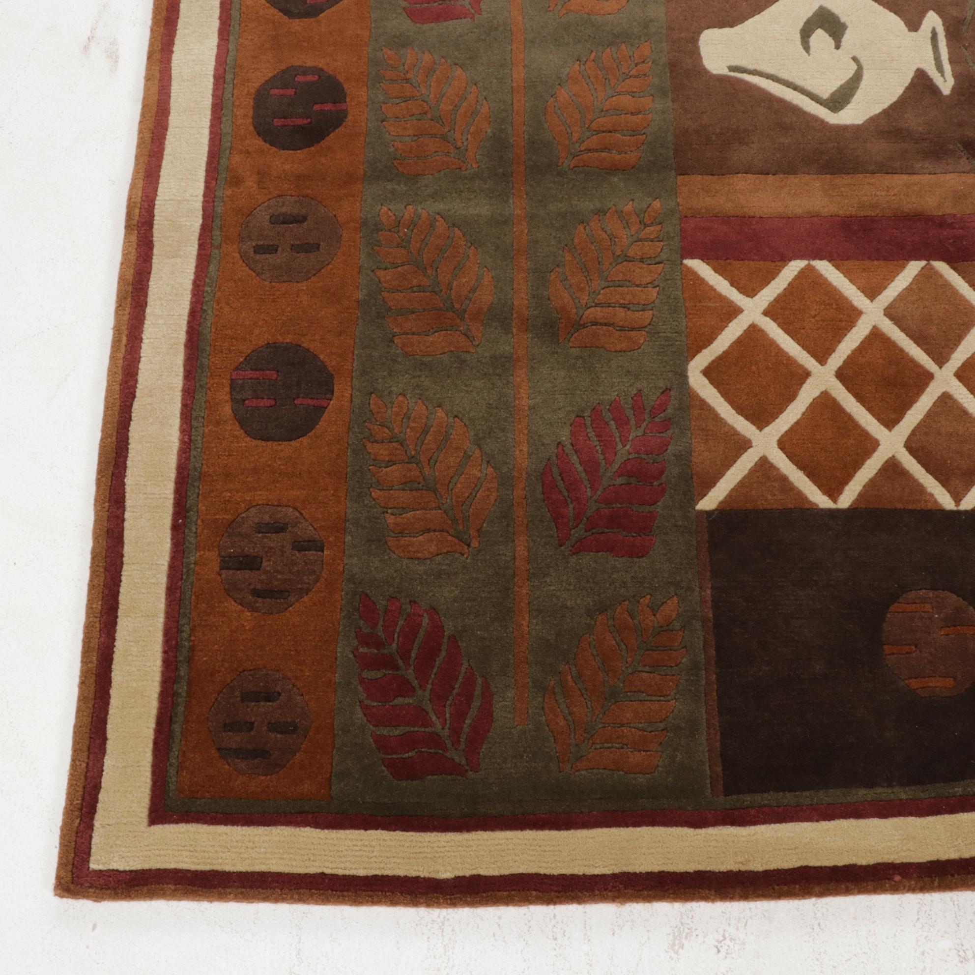 6'3 x 9'3 Hand-Knotted Indian Modern Style Area Rug