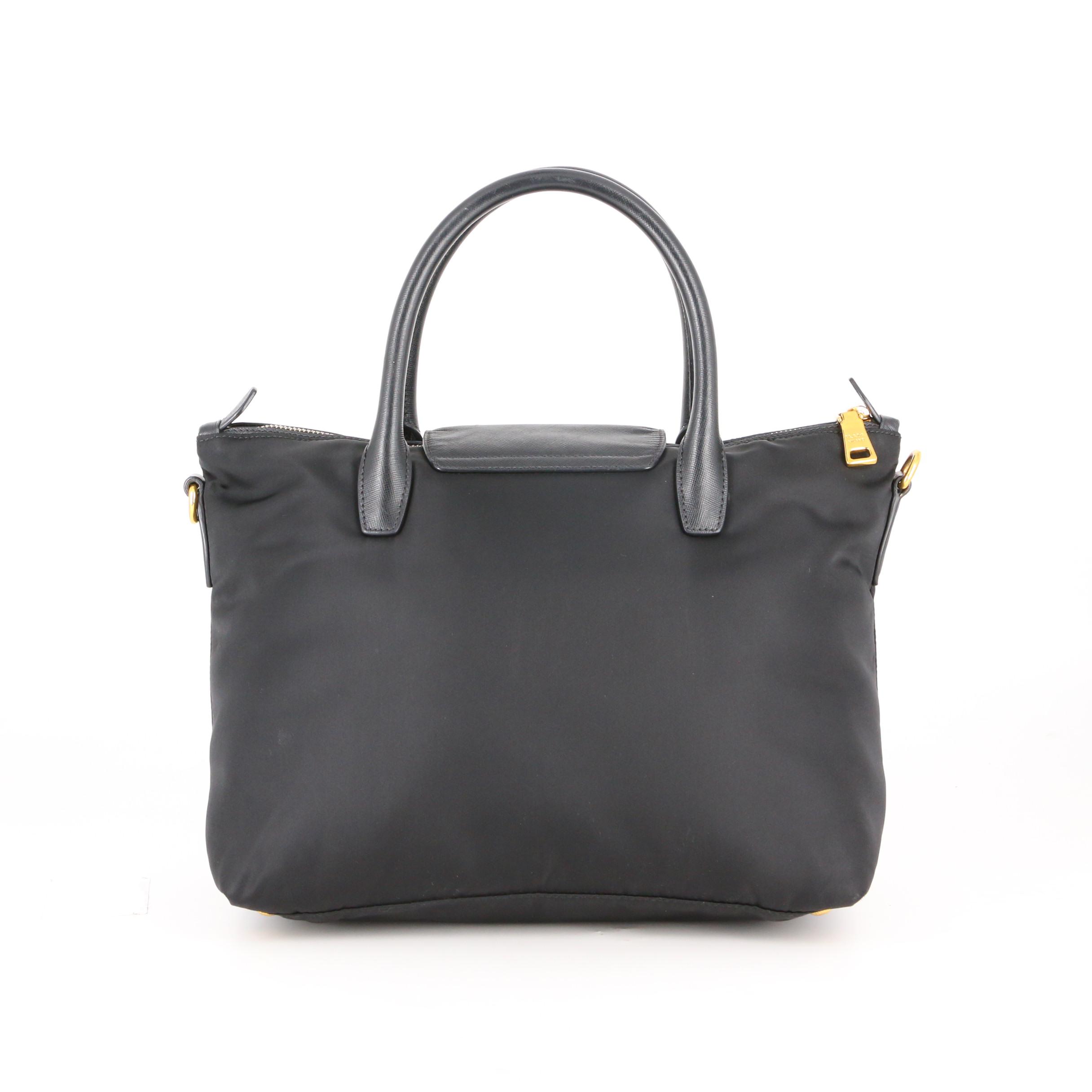 Prada Handbag in Black Nylon Tessuto and Saffiano Leather