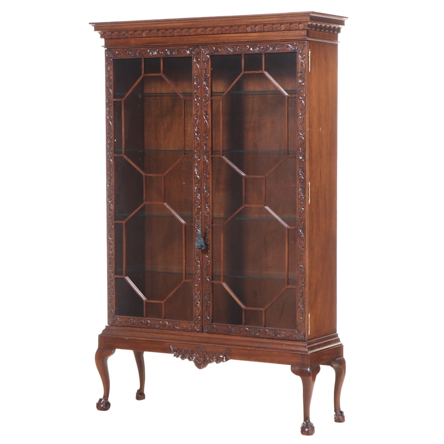 Carved Mahogany Cabinet-On-Stand, Late 20th Century
