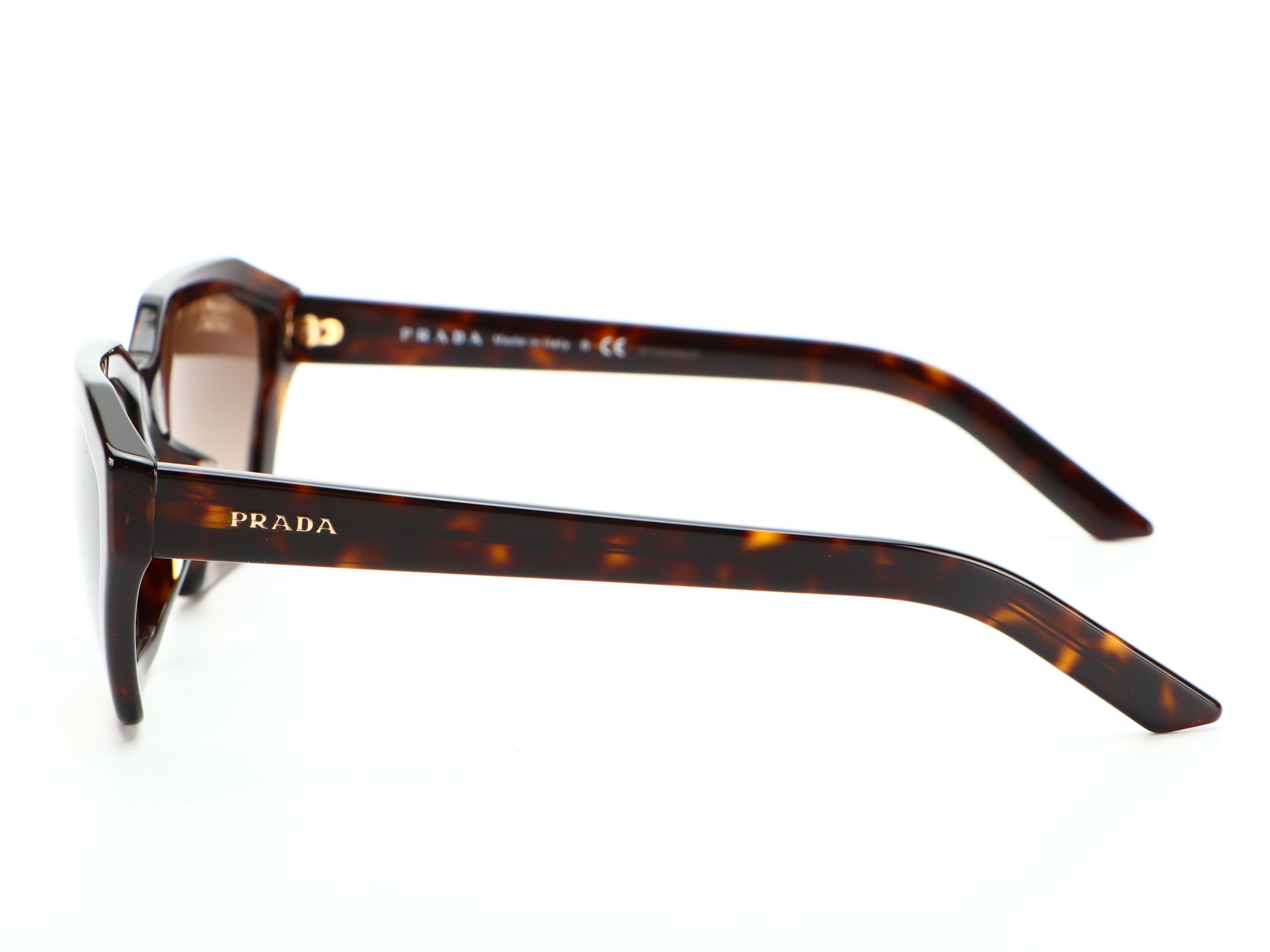 Prada SPR03V-F Geometric Sunglasses in Tortoise with Case and Box