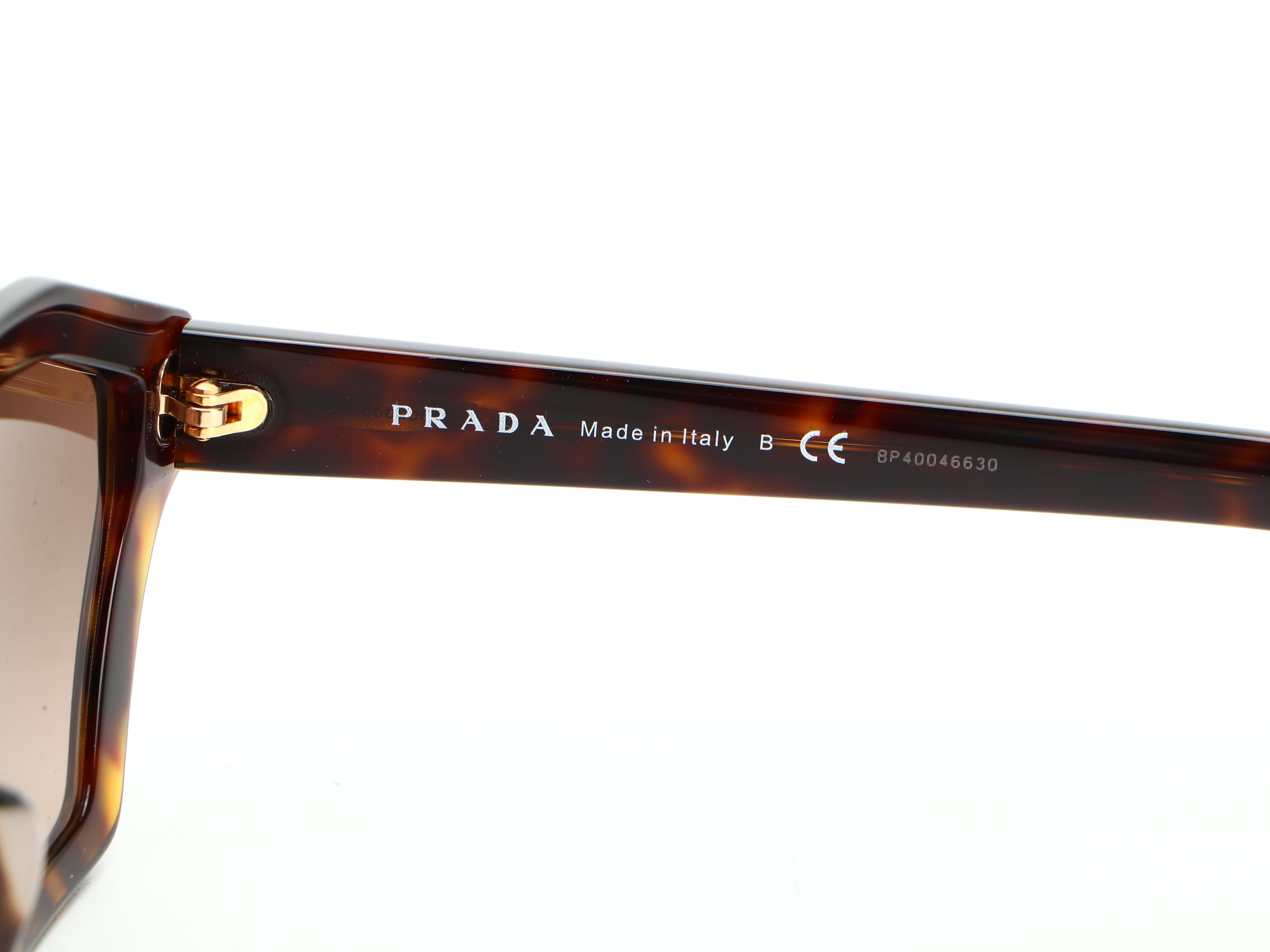 Prada SPR03V-F Geometric Sunglasses in Tortoise with Case and Box