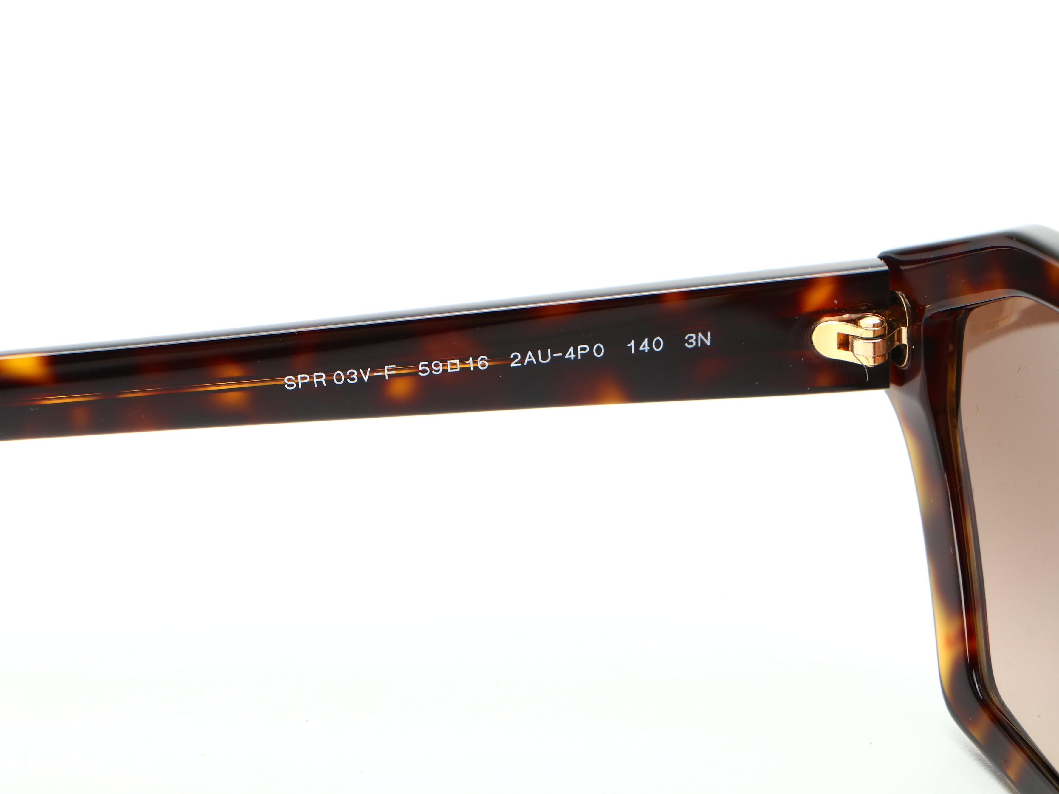 Prada SPR03V-F Geometric Sunglasses in Tortoise with Case and Box