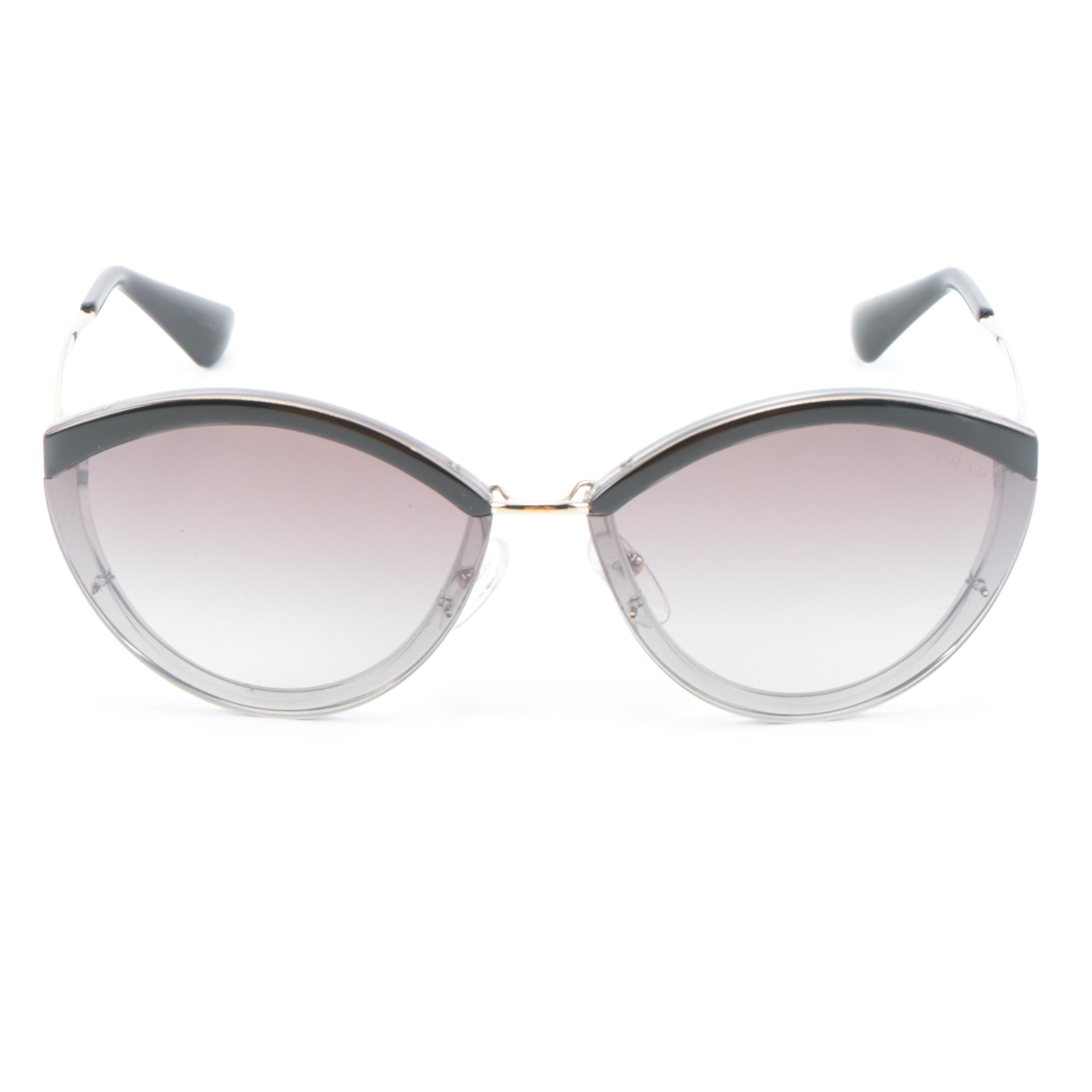 Prada SPR07U Modified Cat Eye Sunglasses in Gold with Case