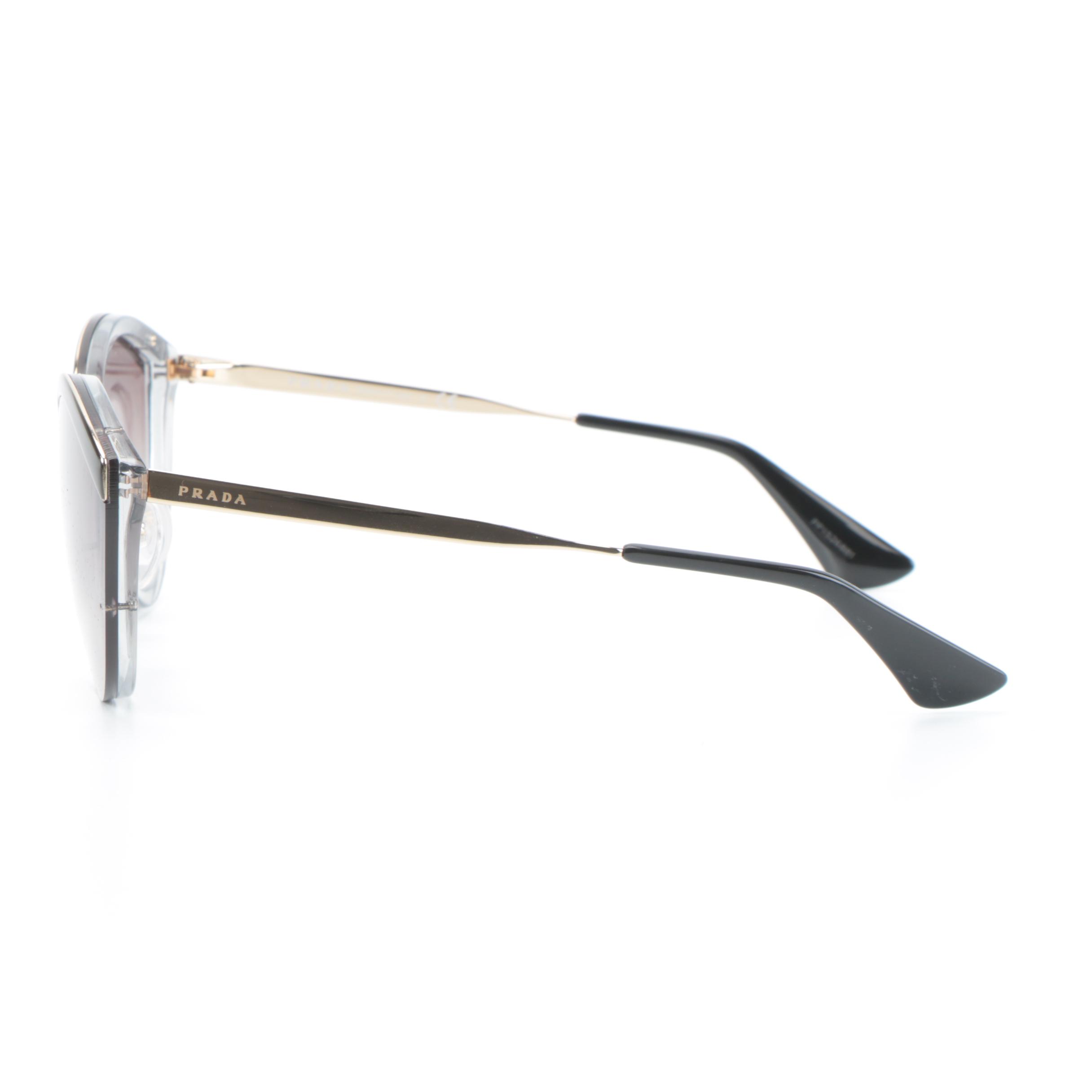 Prada SPR07U Modified Cat Eye Sunglasses in Gold with Case