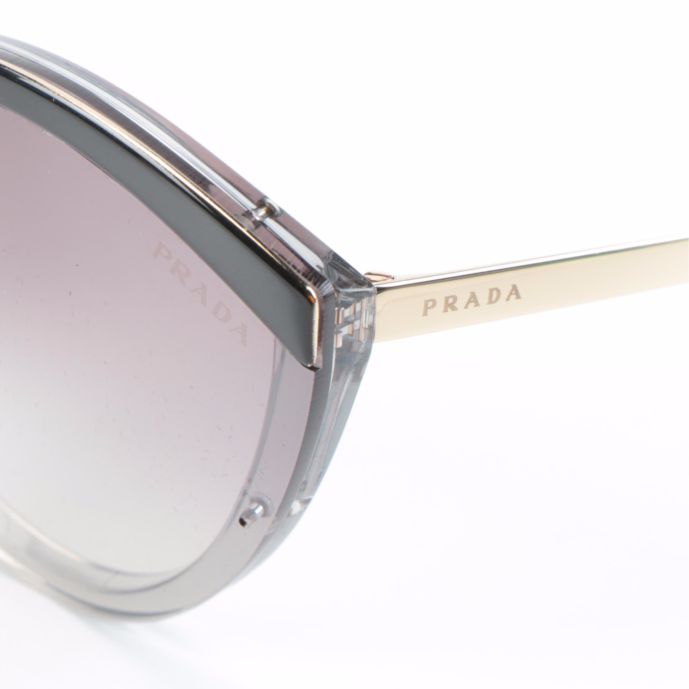 Prada SPR07U Modified Cat Eye Sunglasses in Gold with Case