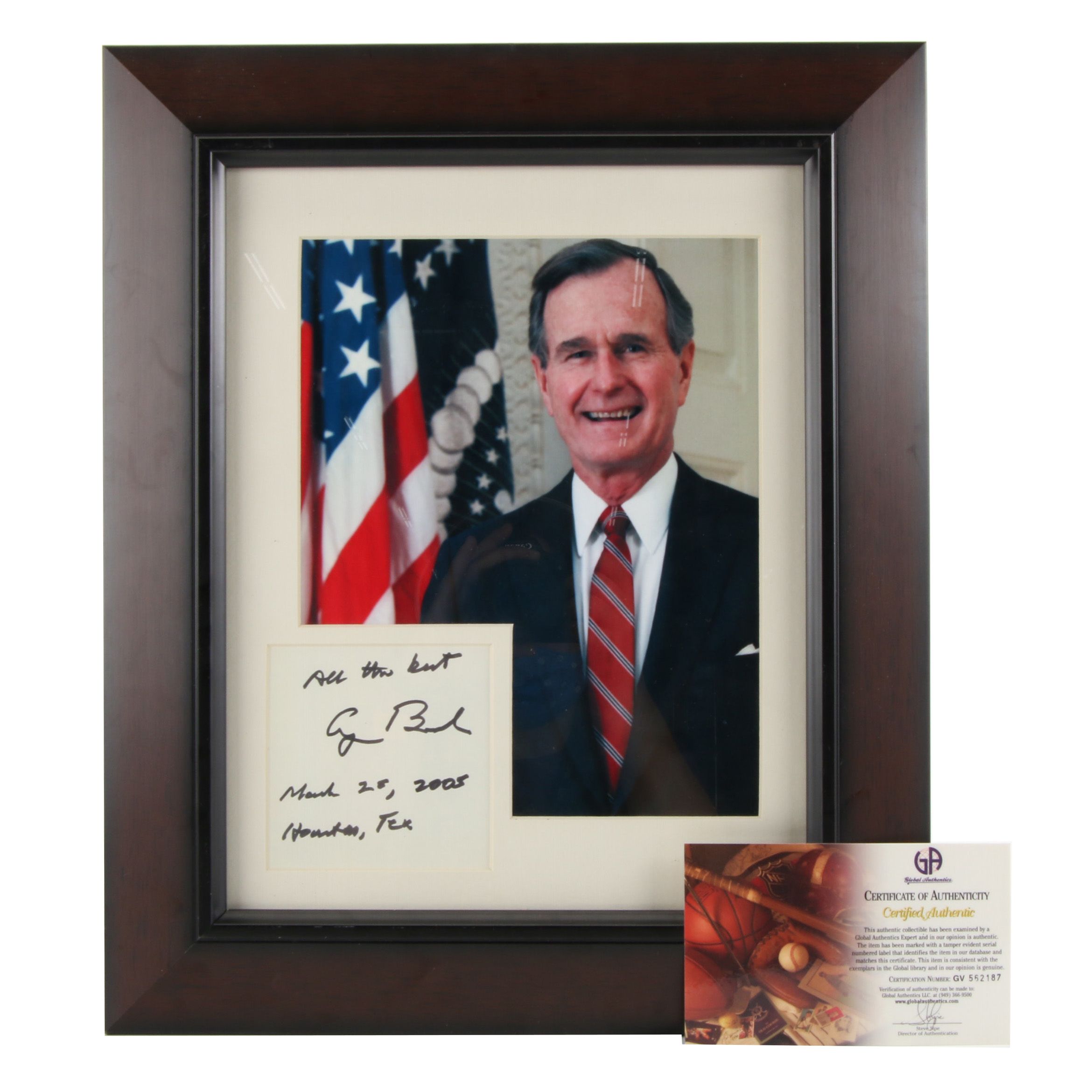 Former President George H. W. Bush Signature Cut and Portrait Photo Print, 2005