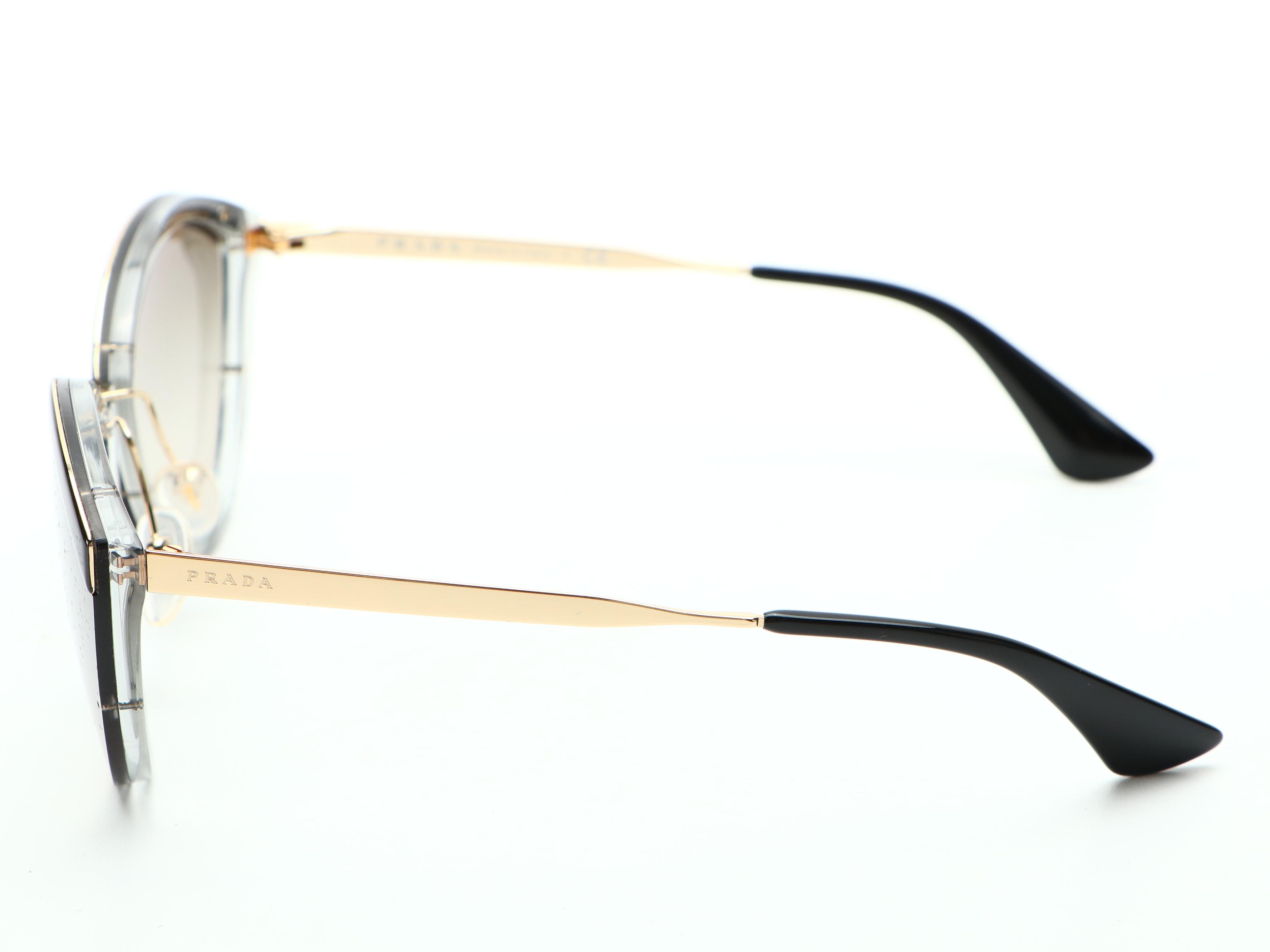 Prada SPR07U Modified Cat Eye Sunglasses in Silver with Case and Box