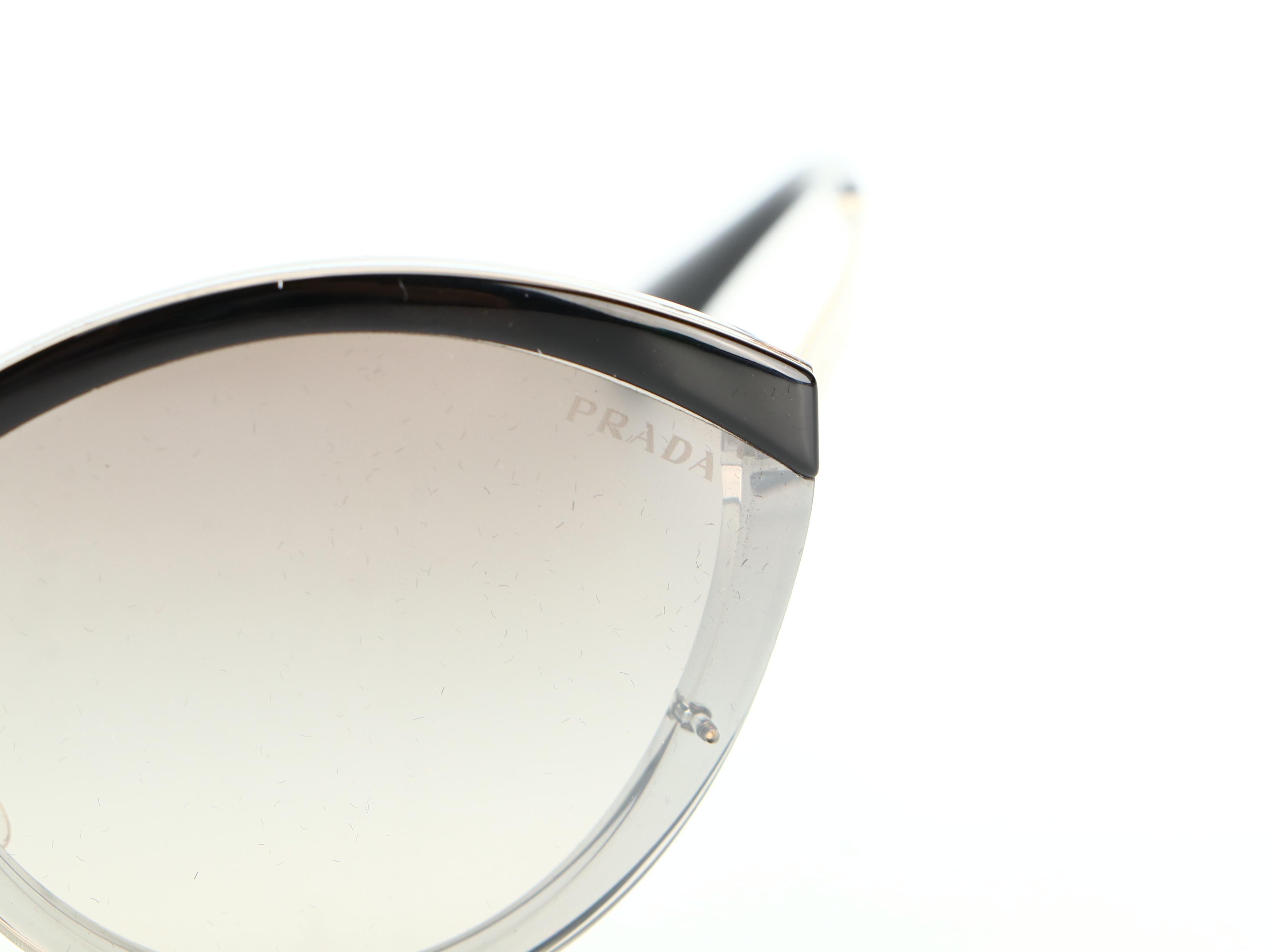 Prada SPR07U Modified Cat Eye Sunglasses in Silver with Case and Box