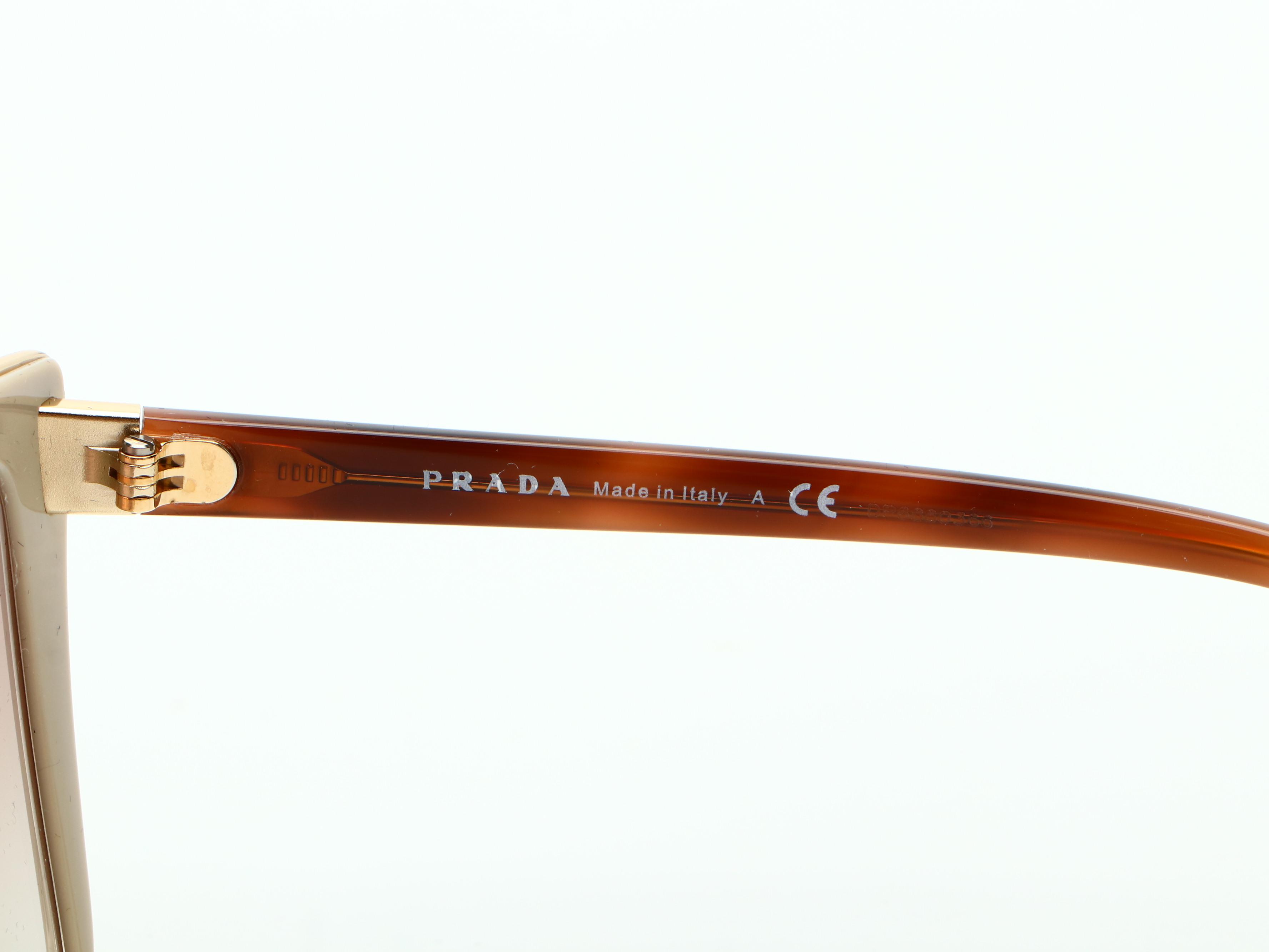 Prada SPR56T Horn-Rimmed Sunglasses in Beige with Case and Box