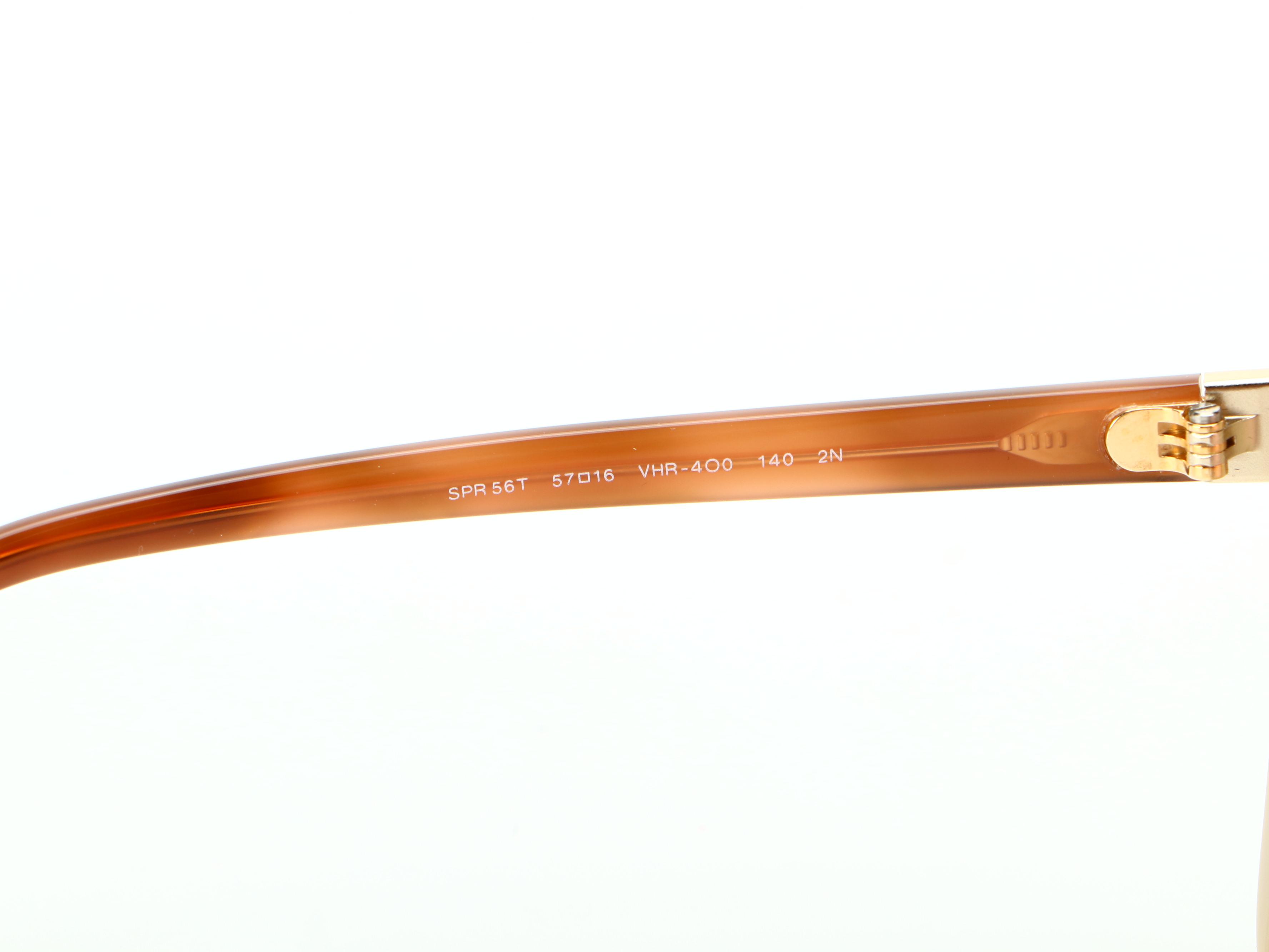 Prada SPR56T Horn-Rimmed Sunglasses in Beige with Case and Box