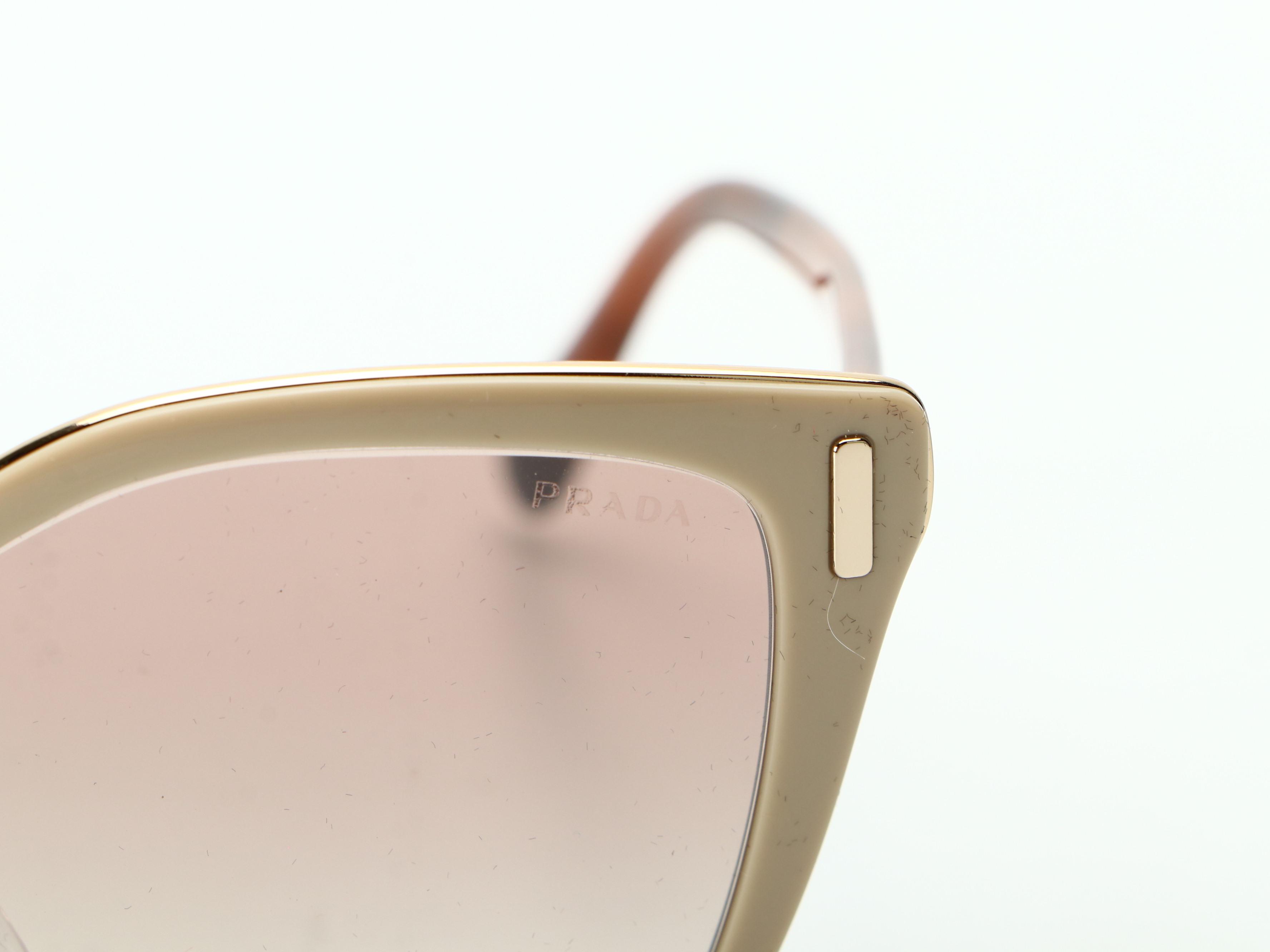 Prada SPR56T Horn-Rimmed Sunglasses in Beige with Case and Box