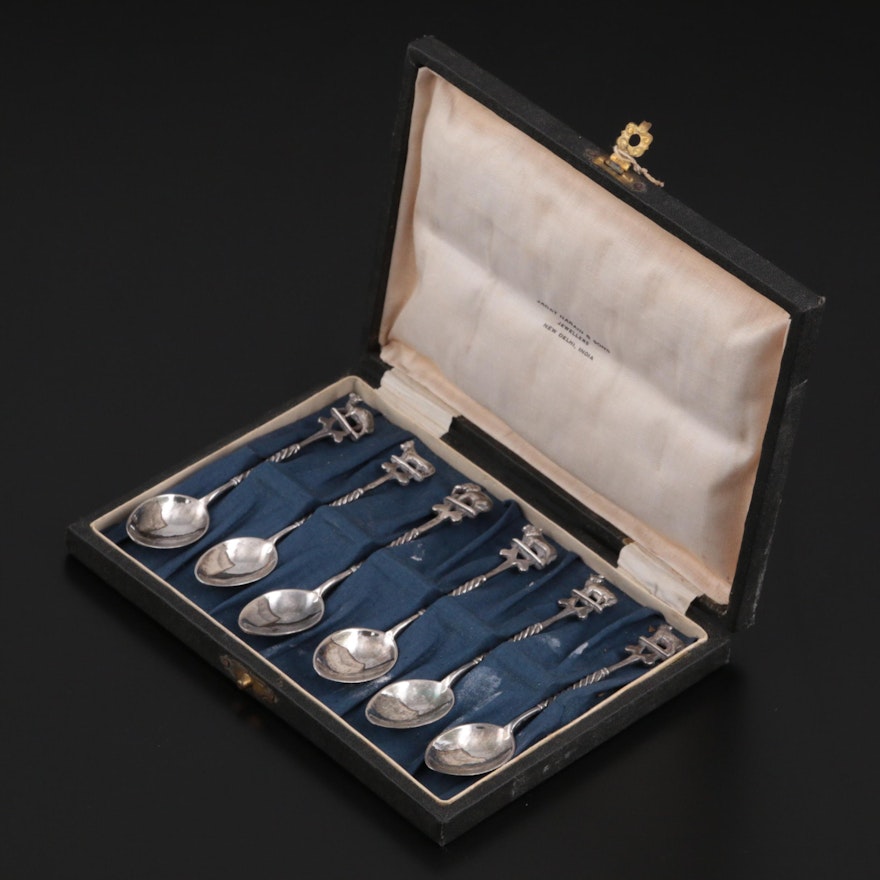 Jagat Narain & Sons Sterling Silver Wild Animal Themed Demitasse Spoons