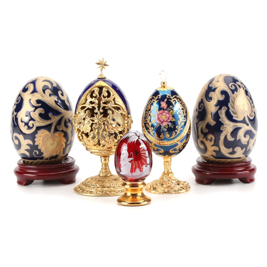 House of Fabergé "A King is Born" Limited Edition Collector Egg with Others