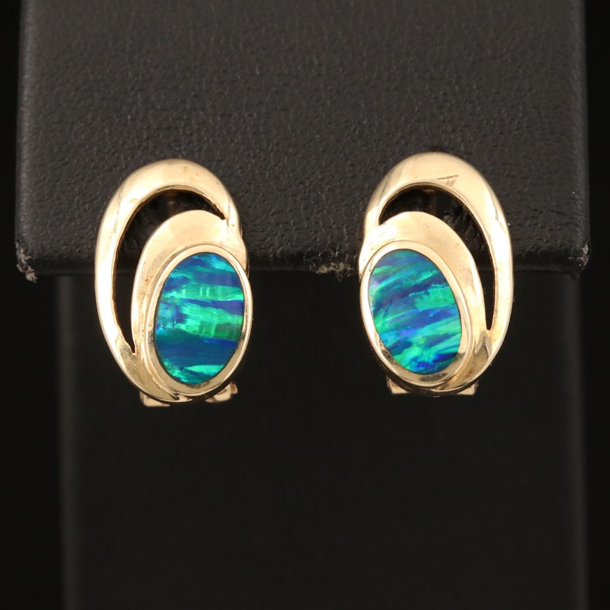 14K Opal Inlay Earrings