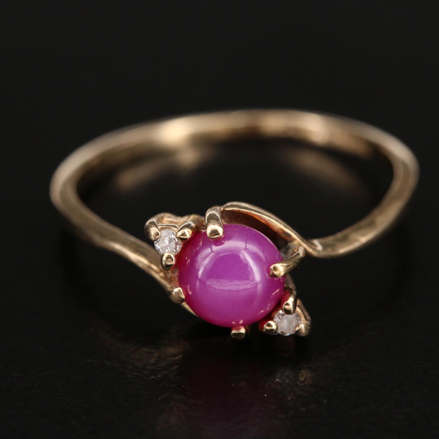 10K Star Ruby and Diamond Bypass Ring