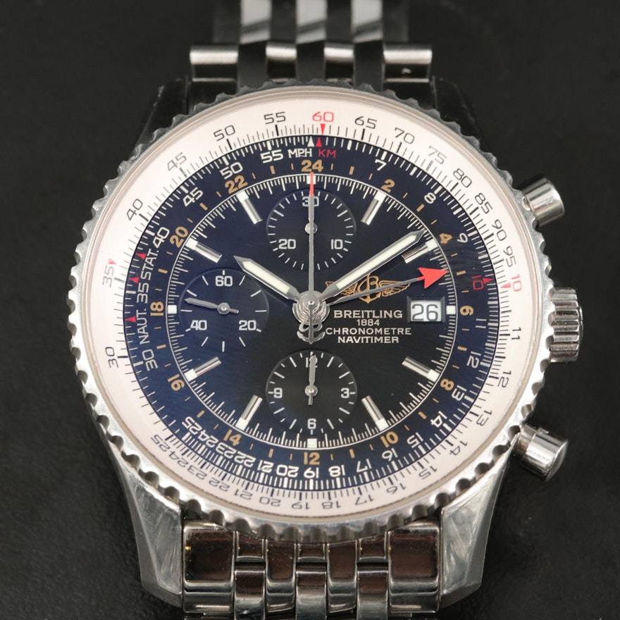 Breitling Navitimer World Stainless Steel Automatic Wristwatch