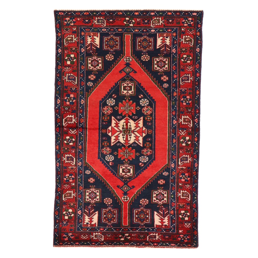 4'3 x 6'10 Hand-Knotted Persian Zanjan Area Rug